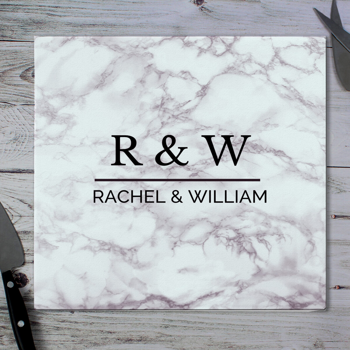 Personalised Marble Effect Glass Chopping Board/Worktop Saver - Image 2