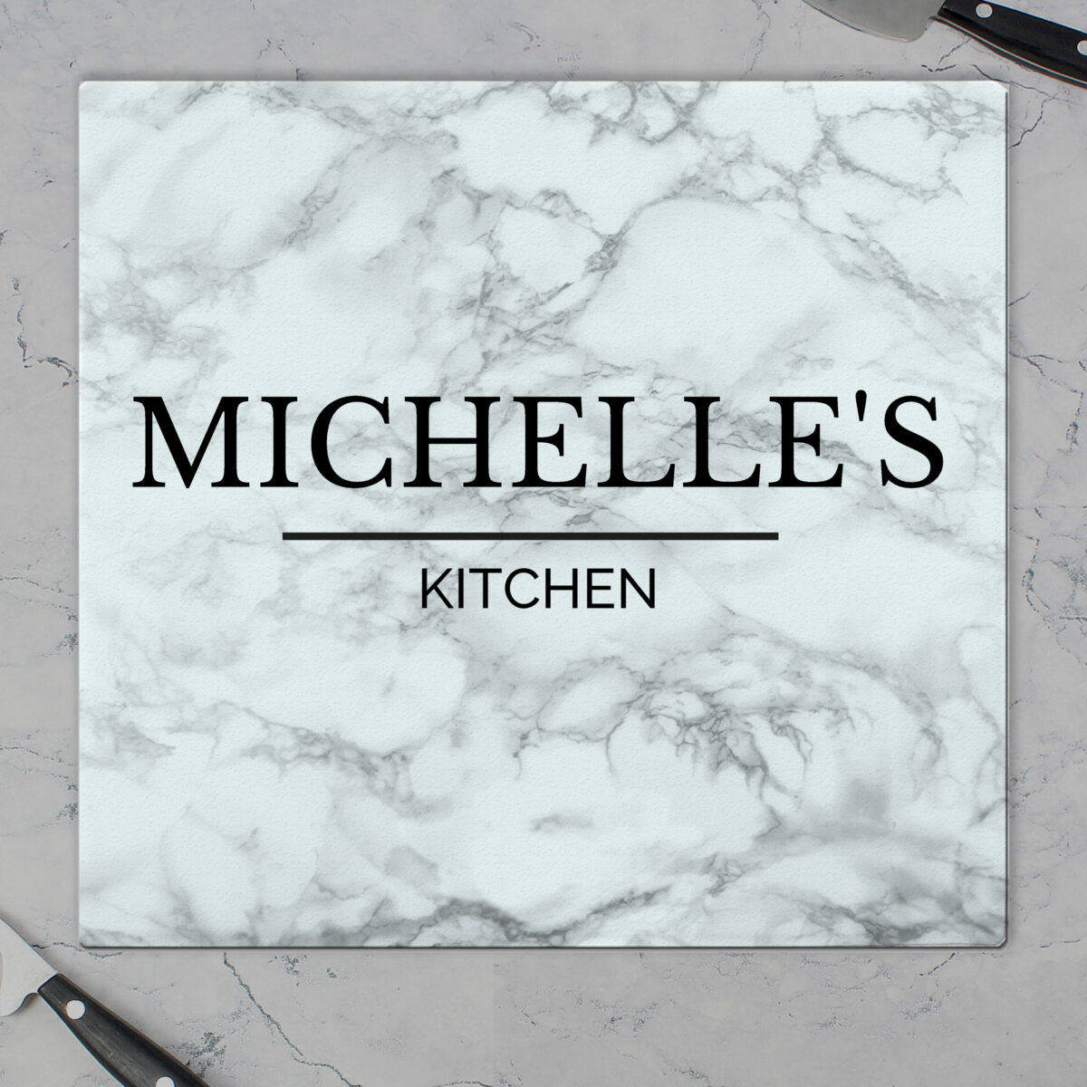 Personalised Marble Effect Glass Chopping Board/Worktop Saver - Image 4