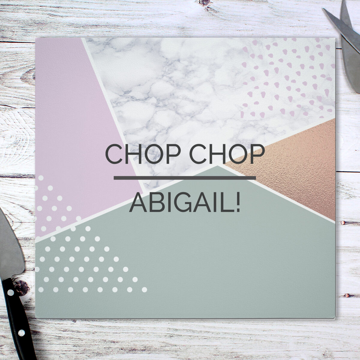 Personalised Geometric Glass Chopping Board/Worktop Saver - Image 2