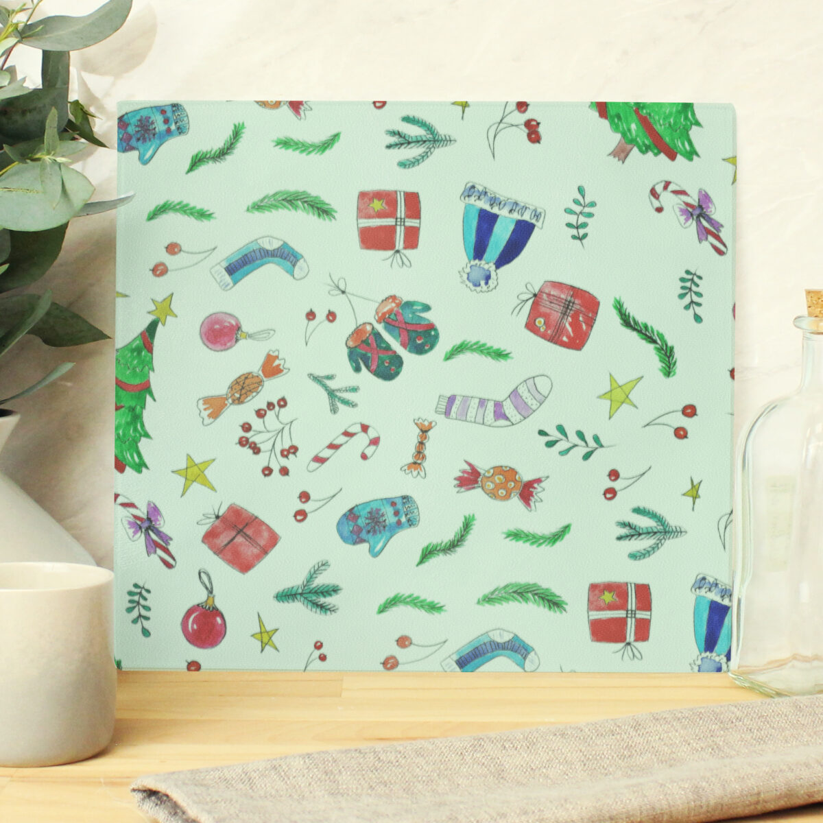Personalised Childrens Drawing Photo Upload Glass Chopping Board/Worktop Saver - Image 2