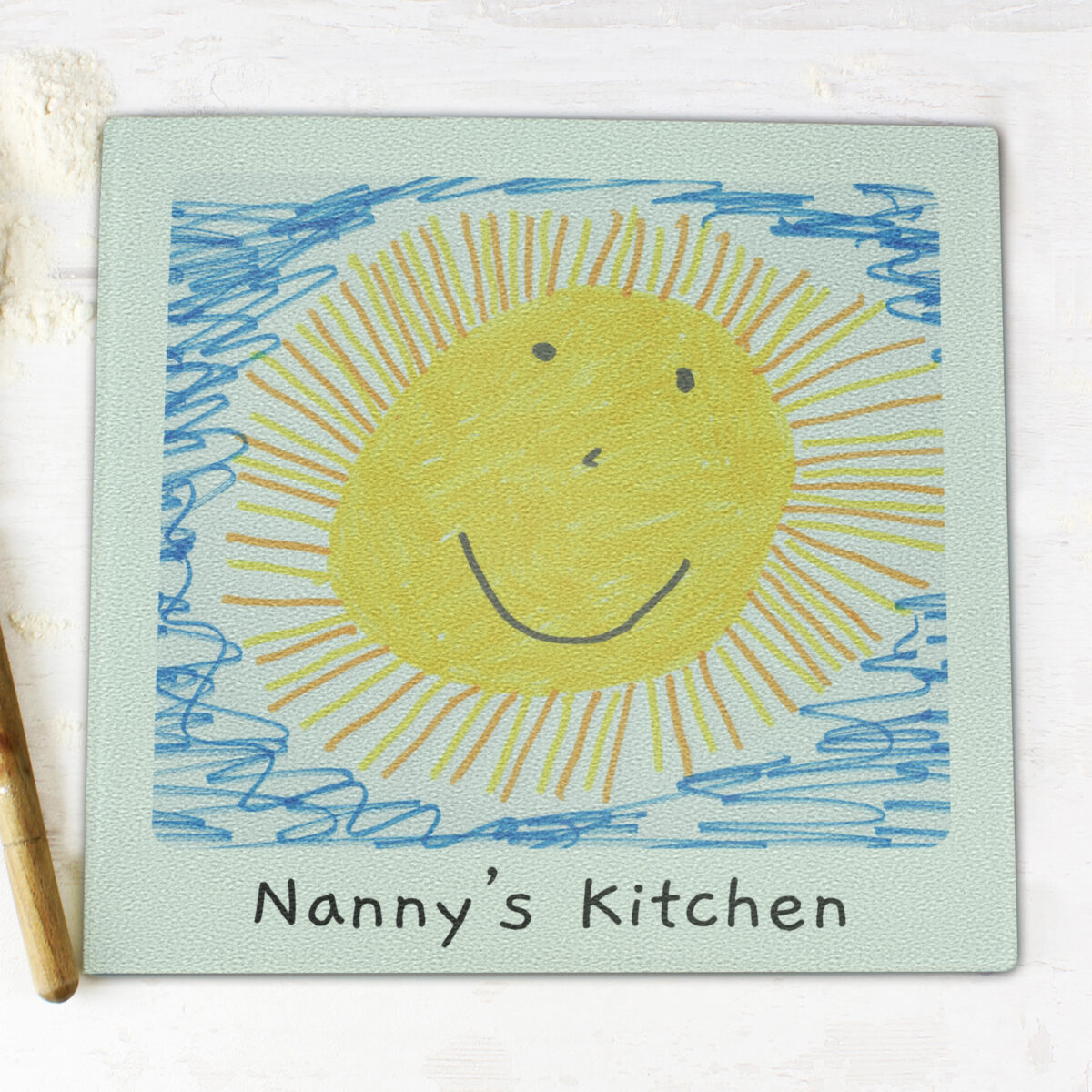 Personalised Childrens Drawing Photo Upload Glass Chopping Board/Worktop Saver - Image 8
