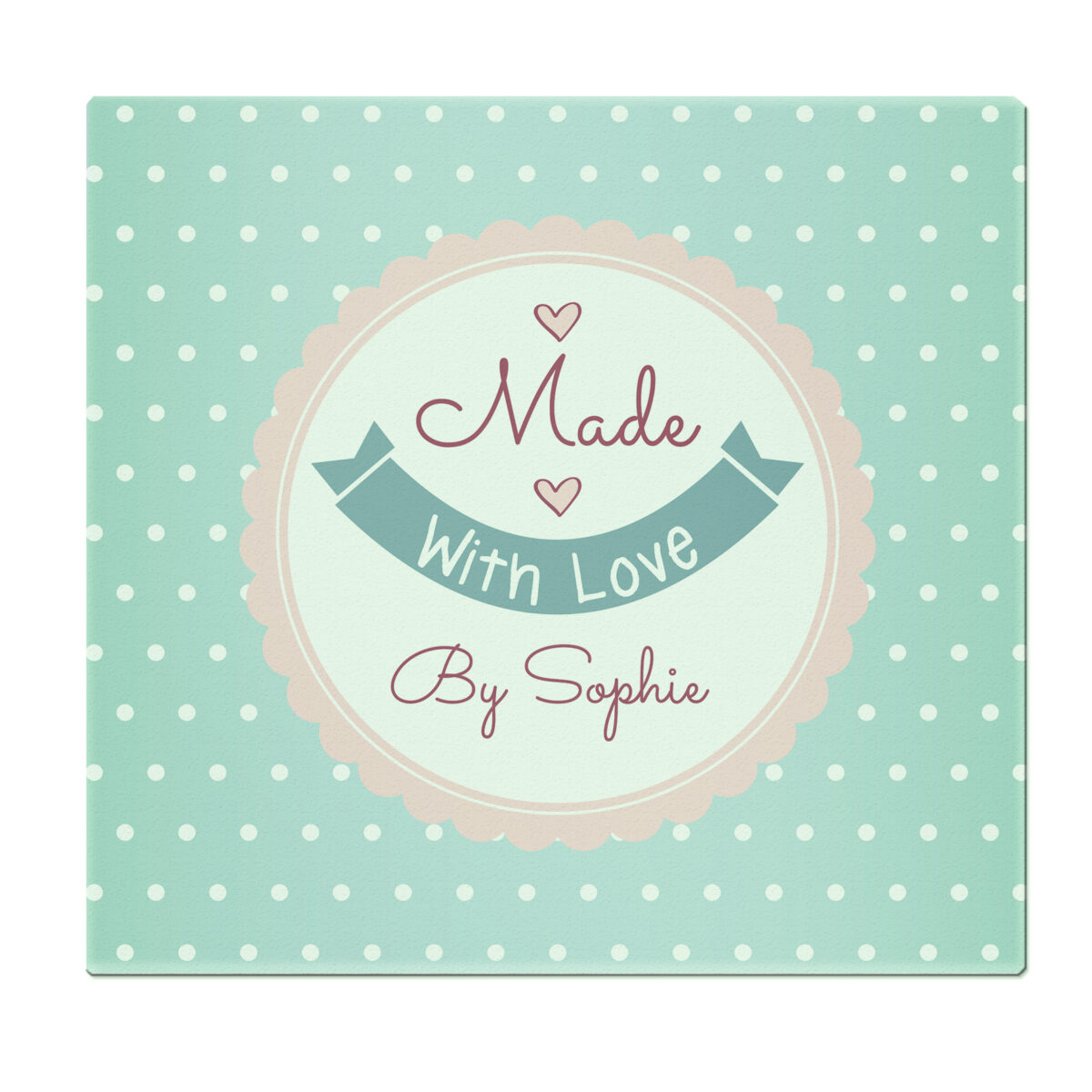 Personalised Made with Love Glass Chopping Board/Worktop Saver - Image 4