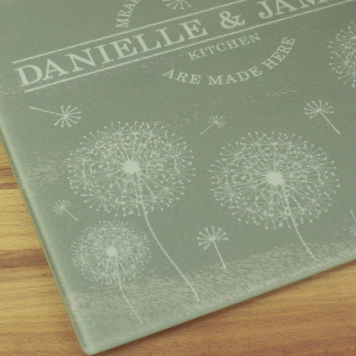 Personalised Dandelion Glass Chopping Board/Worktop Saver - Image 5