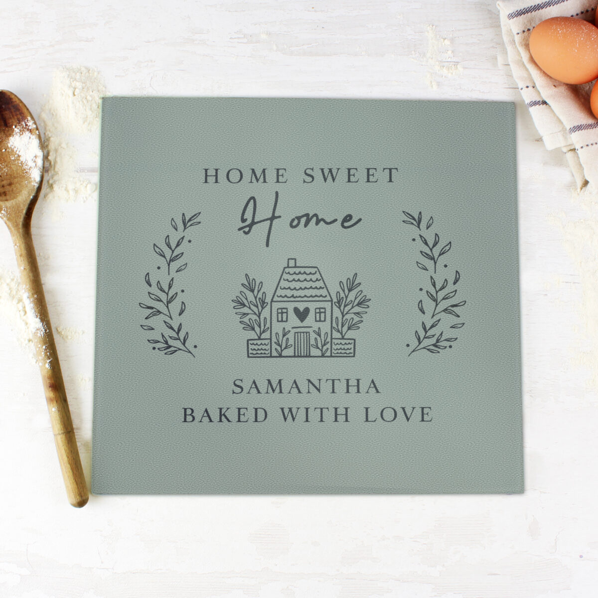 Personalised HOME Glass Chopping Board/Worktop Saver - Image 2