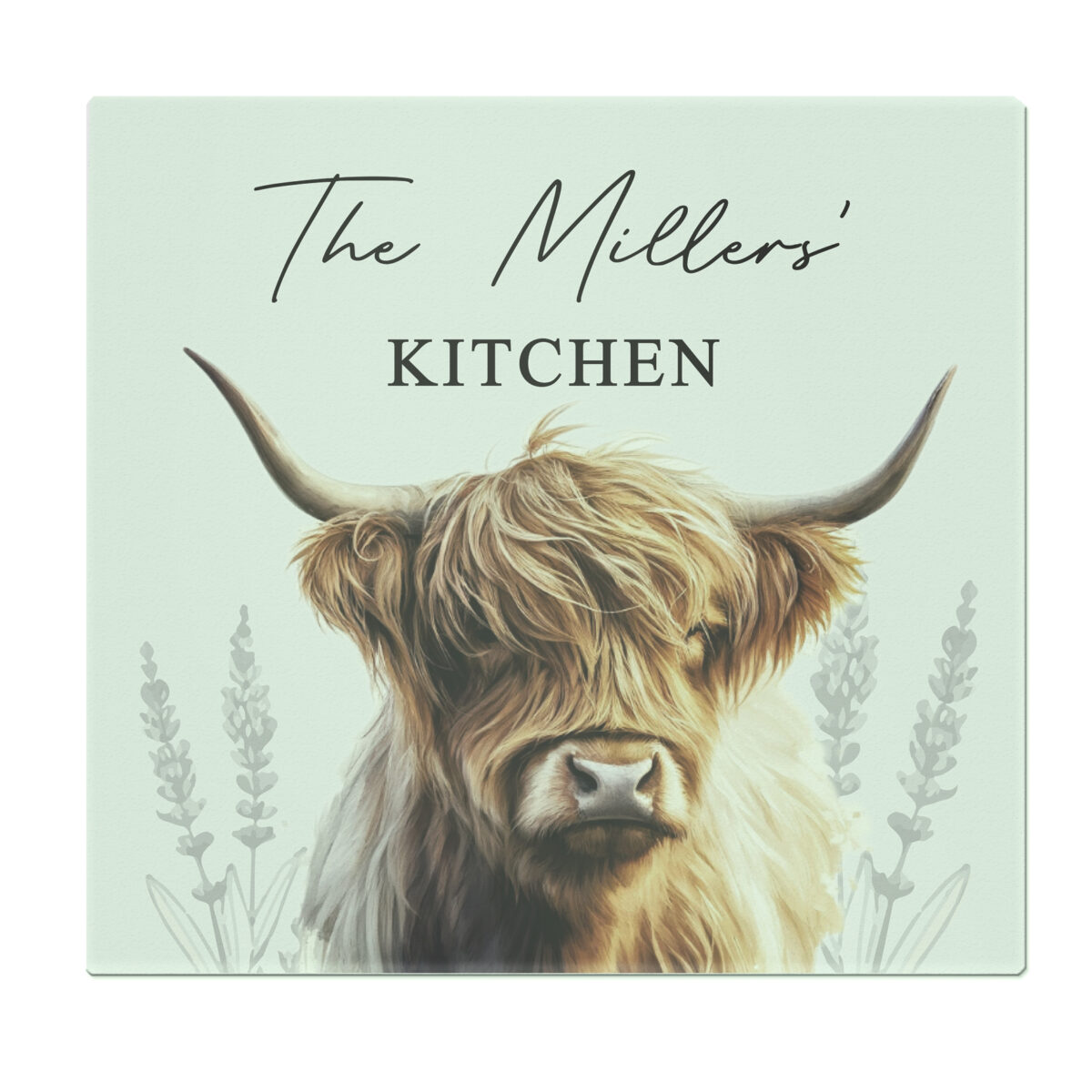 Personalised Highland Cow Glass Chopping Board - Image 3