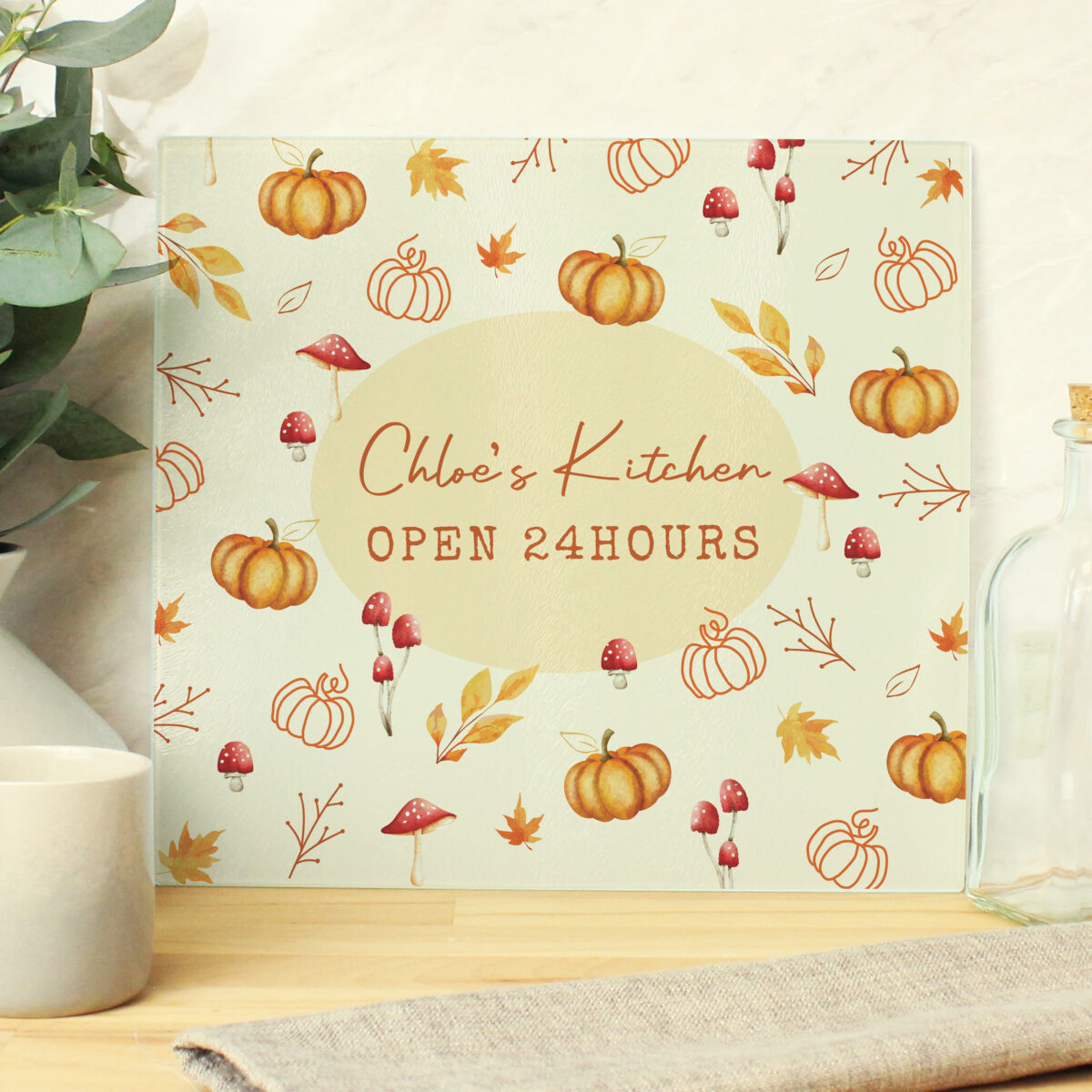 Personalised Pumpkin Glass Chopping Board - Image 2