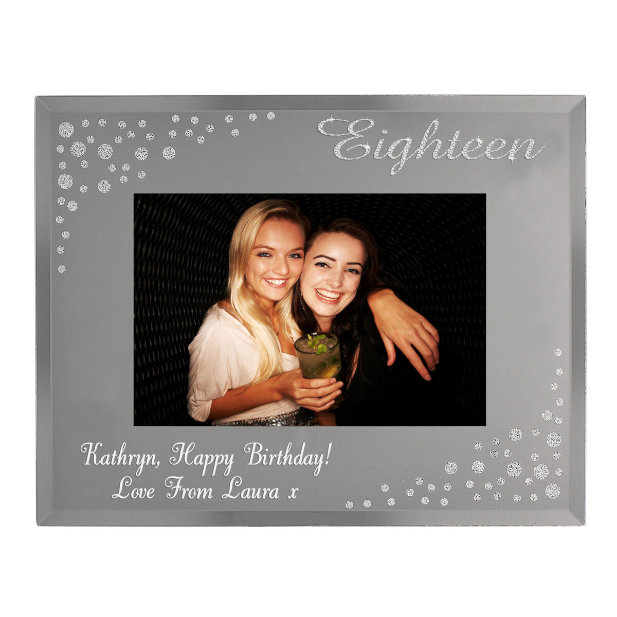 Personalised Eighteen Diamante 6x4 Glass Photo Frame - Image 2