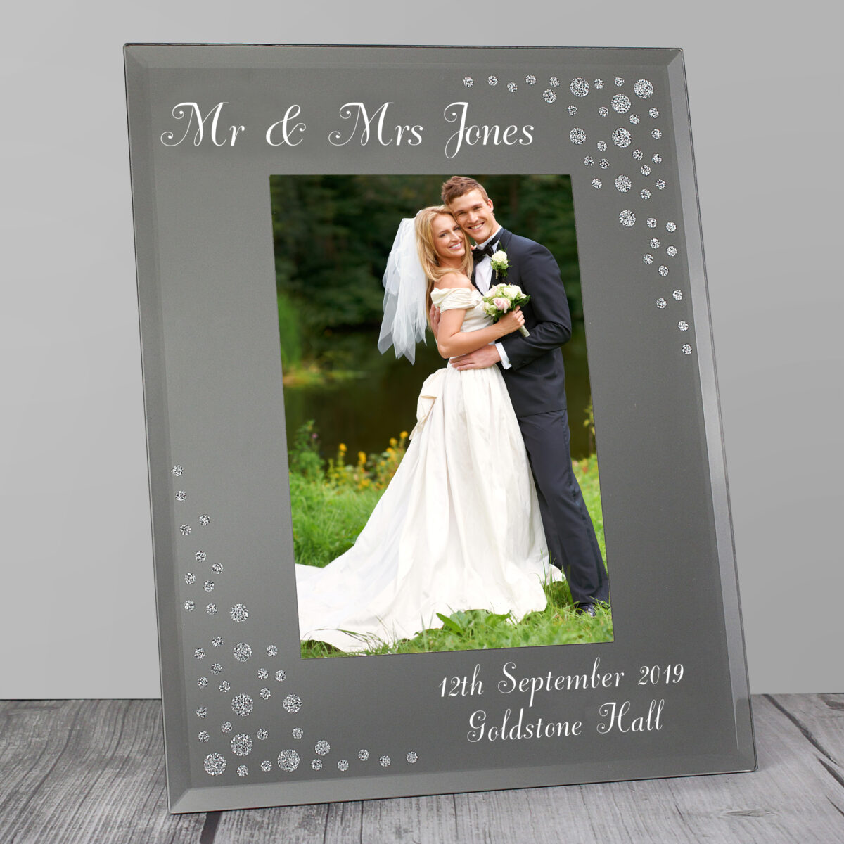 Personalised Any Message 6x4 Diamante Glass Photo Frame - Image 2
