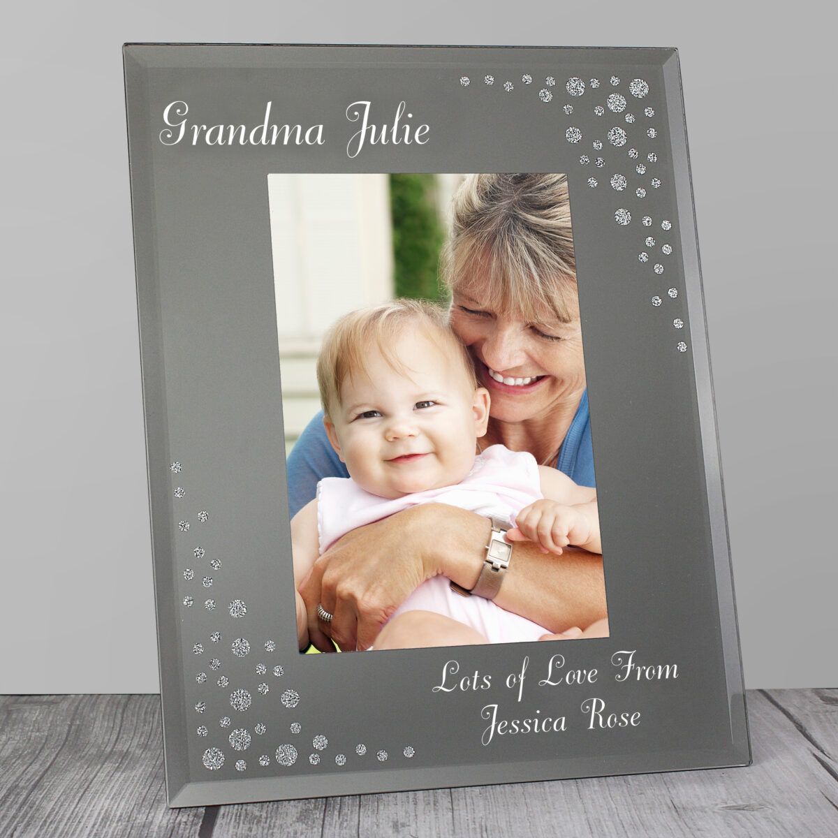 Personalised Any Message 6x4 Diamante Glass Photo Frame - Image 4