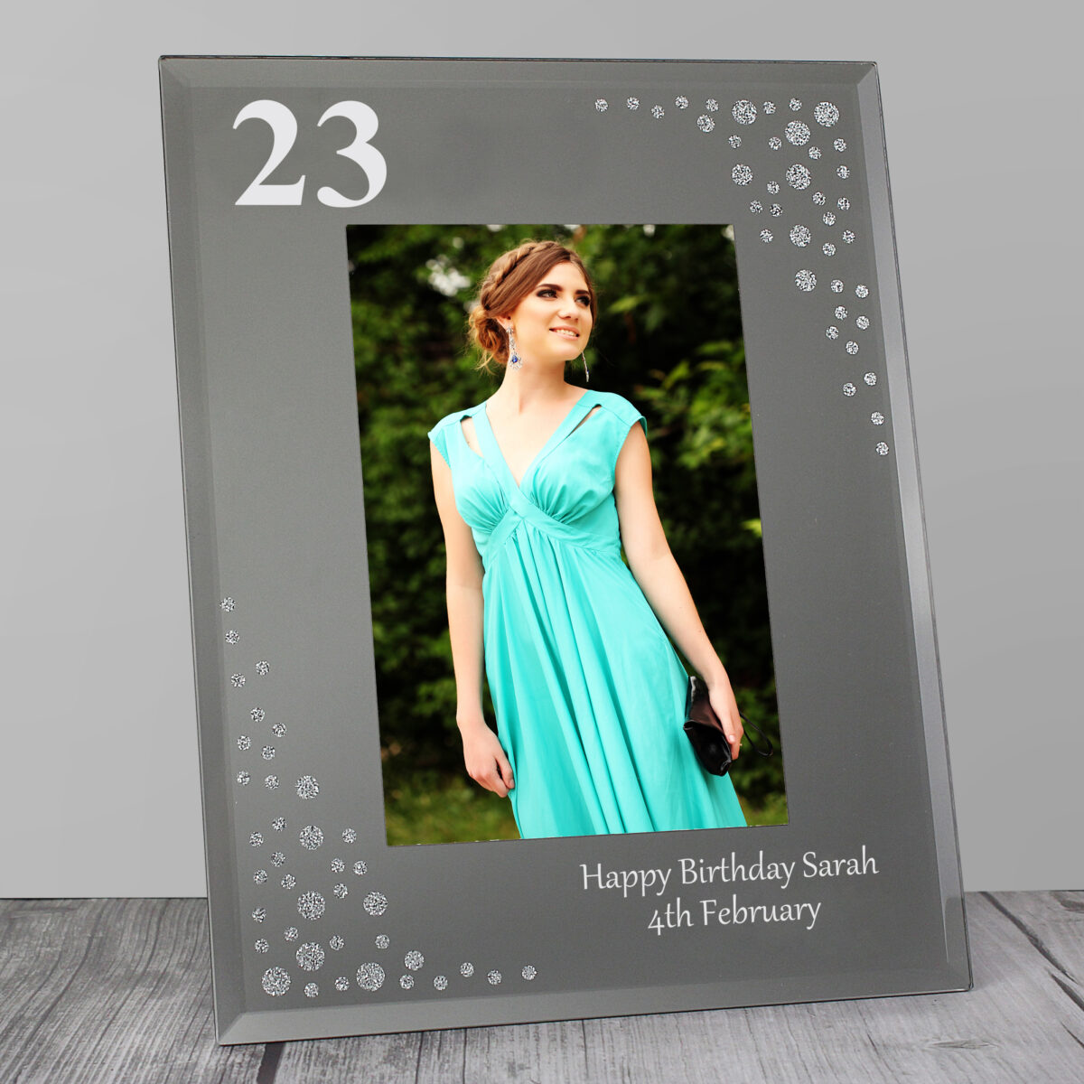 Personalised Big Age 6x4 Diamante Glass Photo Frame - Image 2
