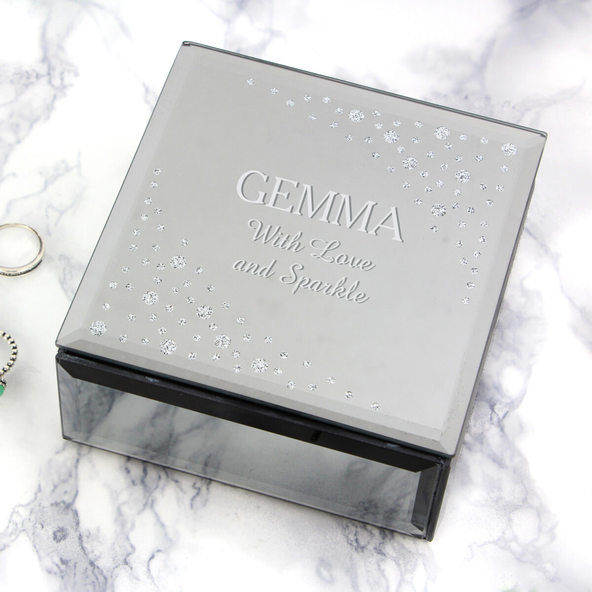 Personalised Diamante Name & Message Glass Trinket Box - Image 3