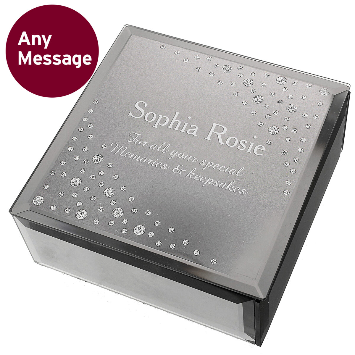 Personalised Diamante Name & Message Glass Trinket Box - Image 6