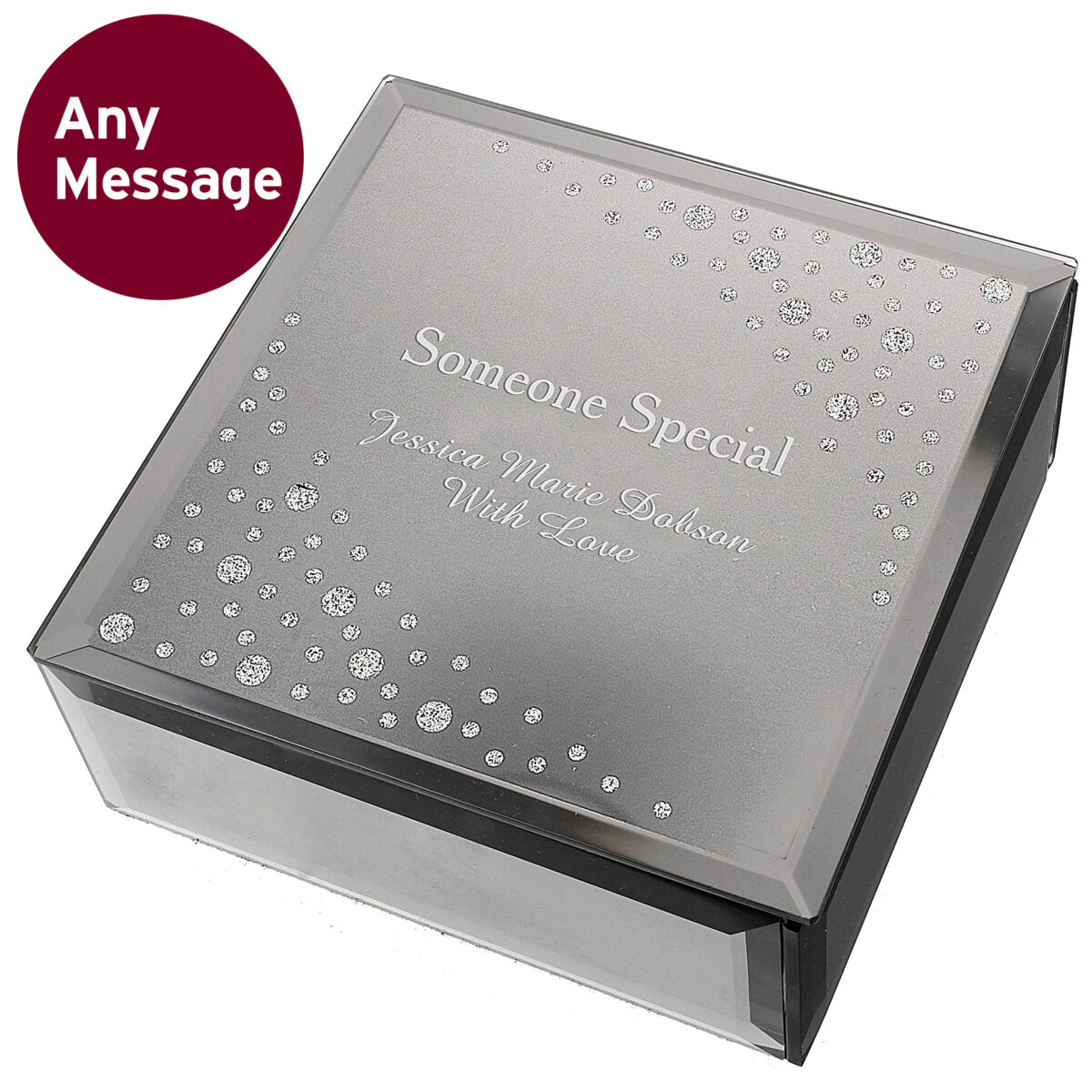Personalised Diamante Name & Message Glass Trinket Box - Image 7