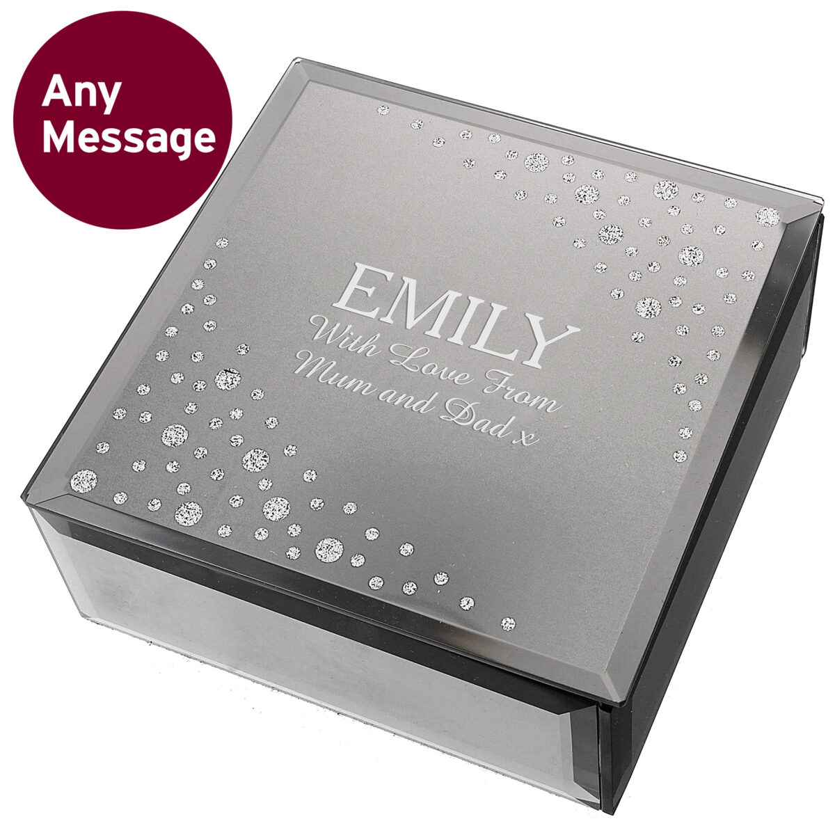 Personalised Diamante Name & Message Glass Trinket Box - Image 8