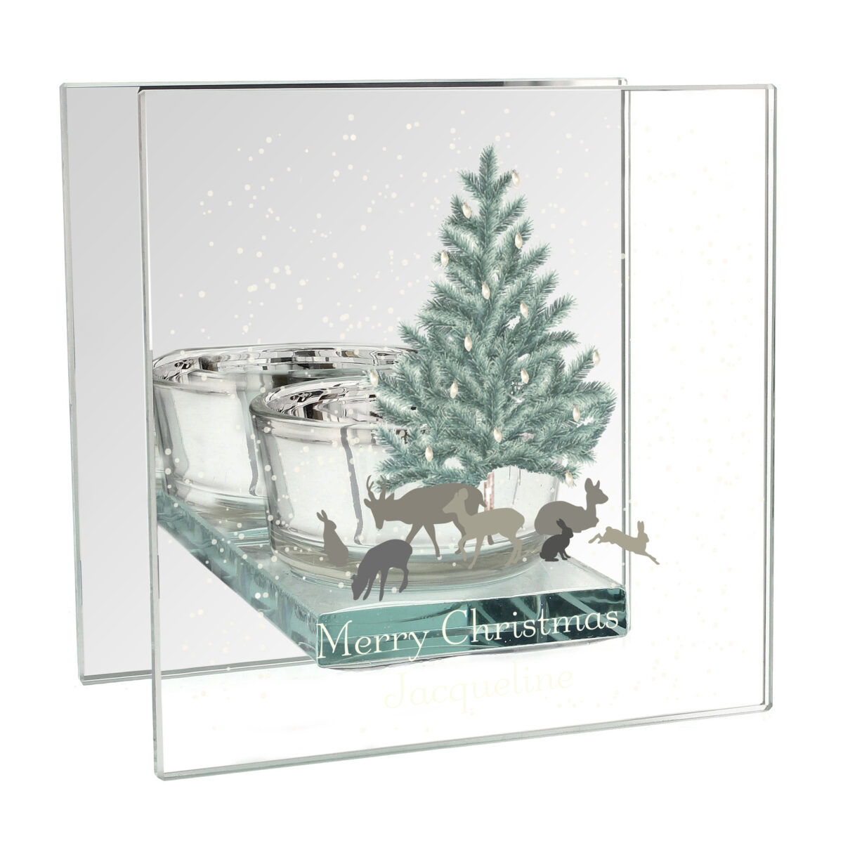 Personalised A Winter's Night Mirrored Glass Tea Light Candle Holder - Image 3