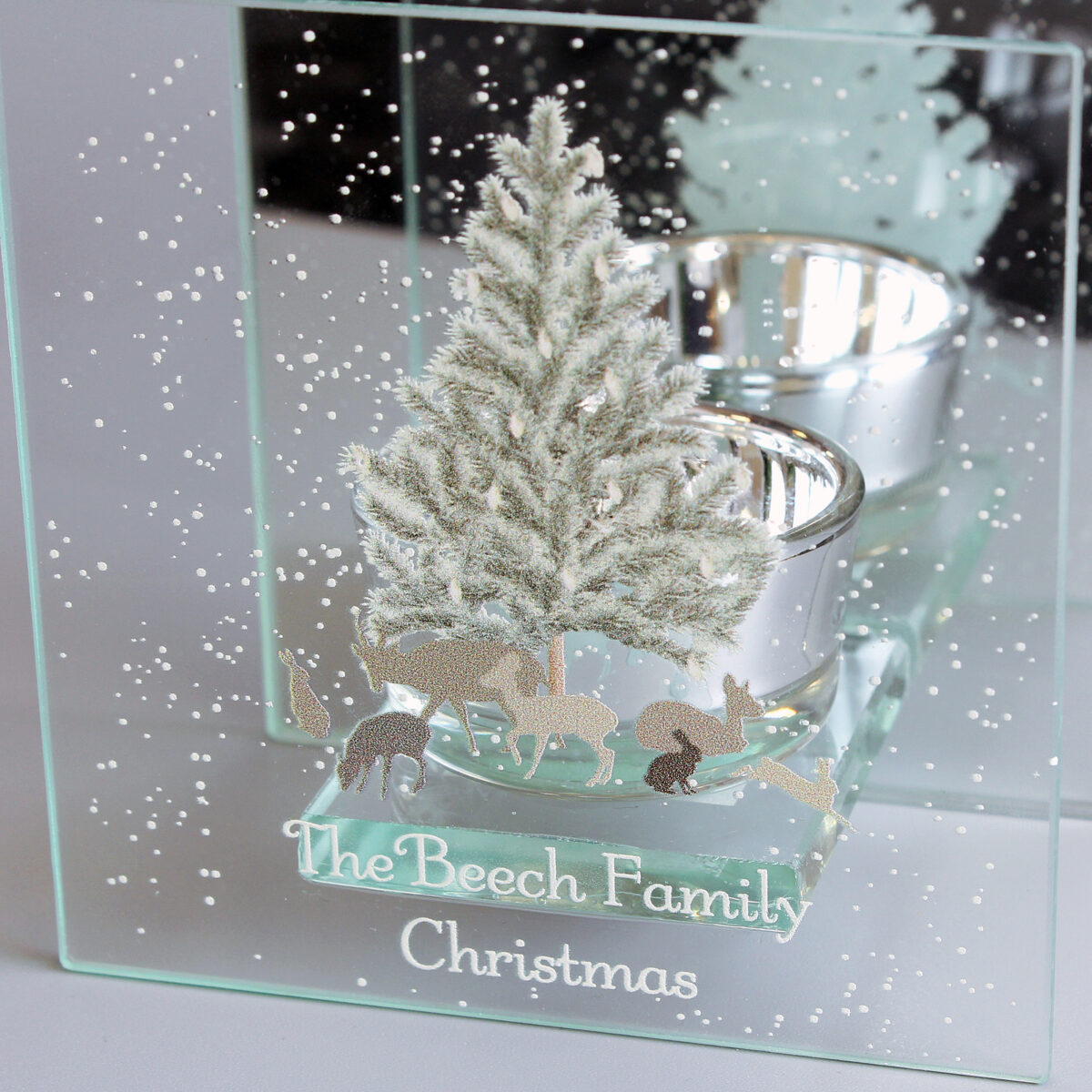 Personalised A Winter's Night Mirrored Glass Tea Light Candle Holder - Image 6