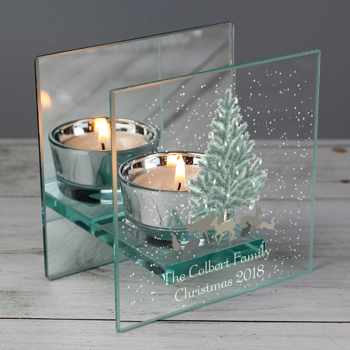 Personalised A Winter's Night Mirrored Glass Tea Light Candle Holder - Image 7