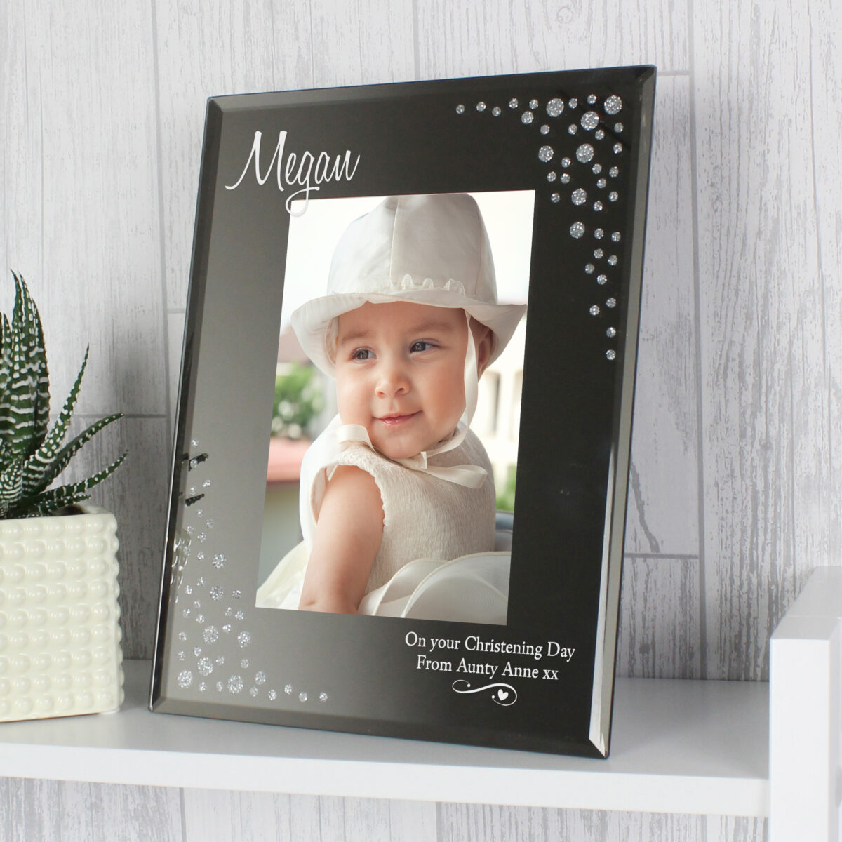 Personalised Swirls & Hearts Diamante 6x4 Glass Photo Frame - Image 3