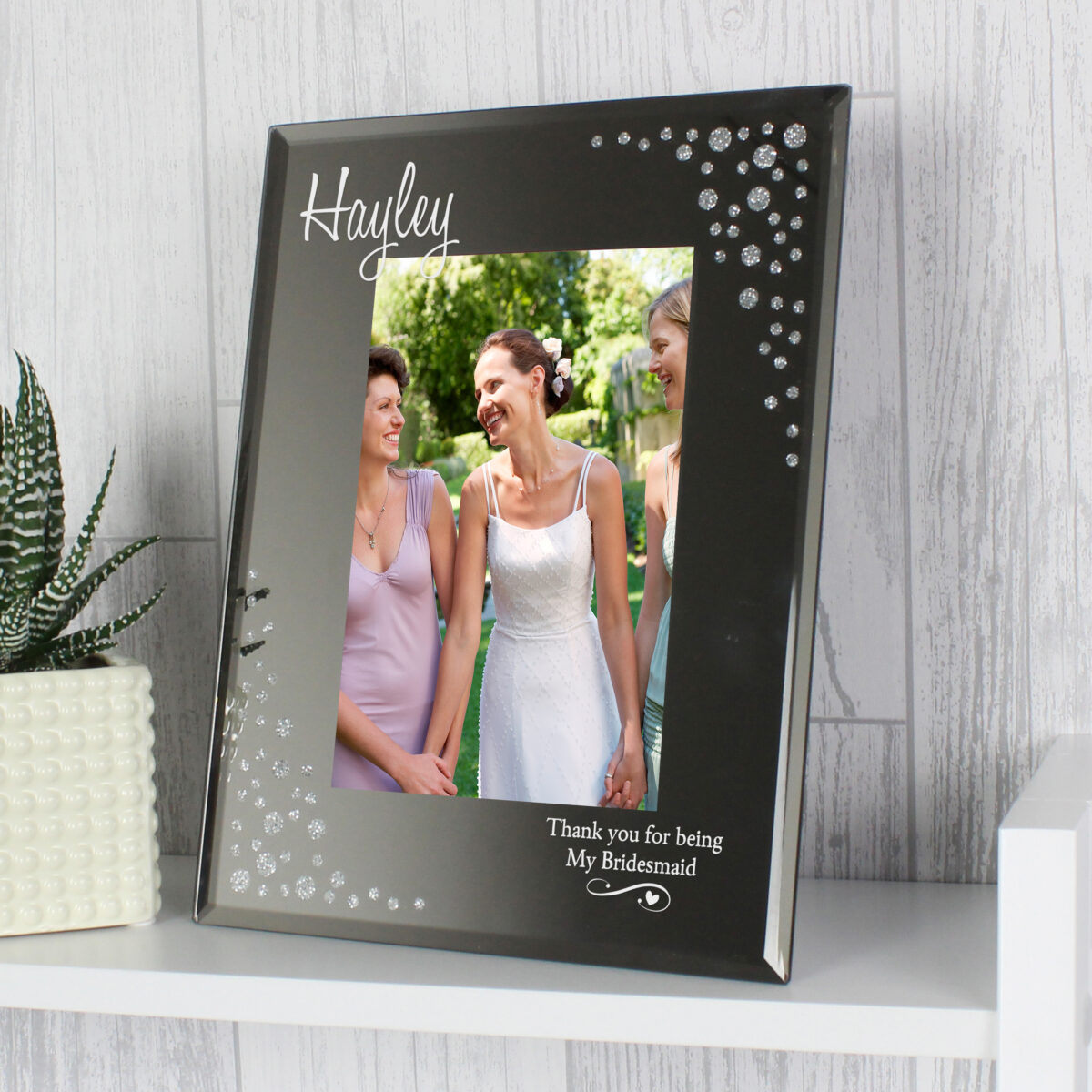 Personalised Swirls & Hearts Diamante 6x4 Glass Photo Frame - Image 4