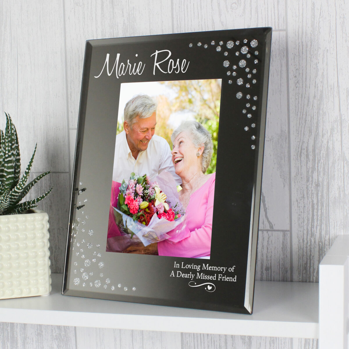 Personalised Swirls & Hearts Diamante 6x4 Glass Photo Frame - Image 5