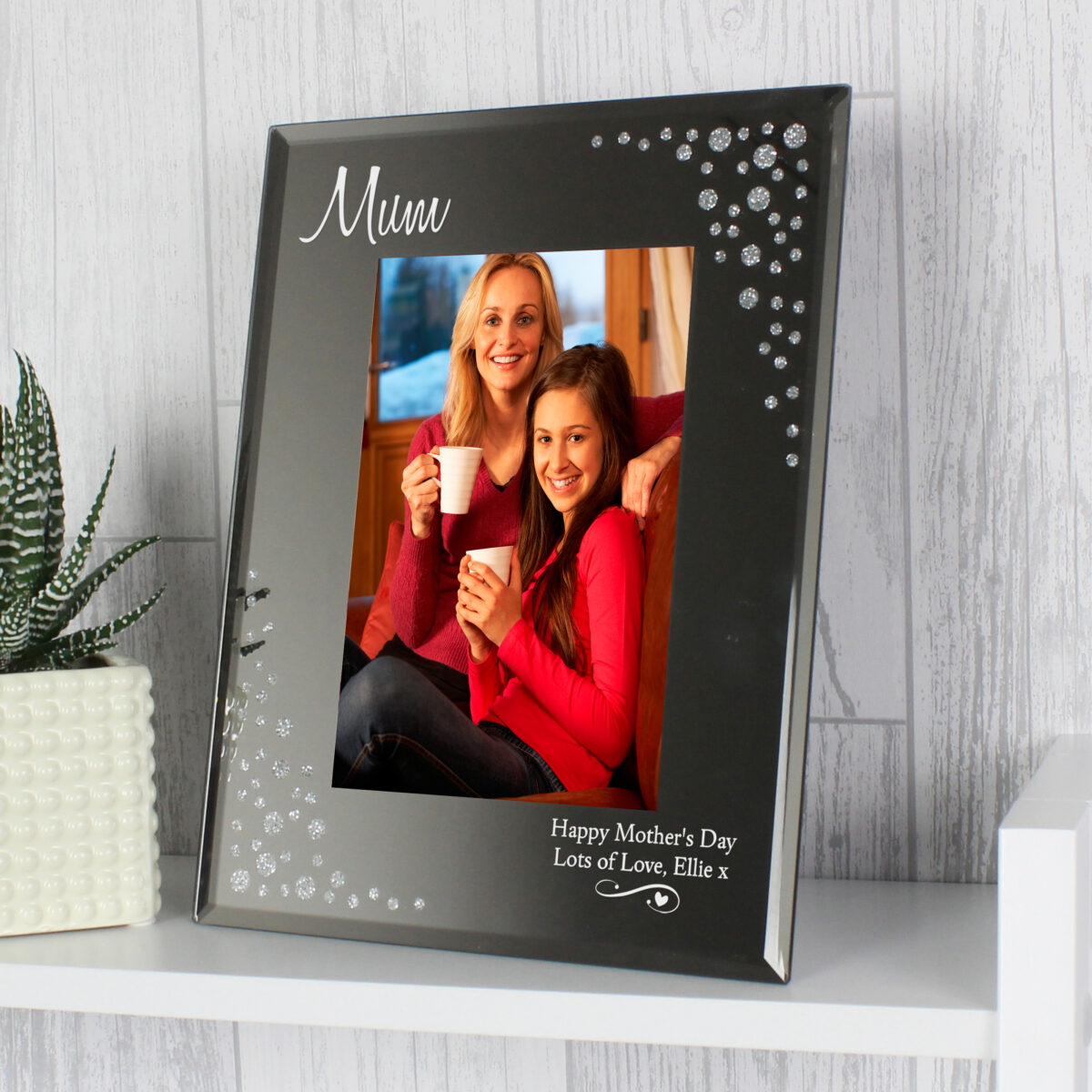 Personalised Swirls & Hearts Diamante 6x4 Glass Photo Frame - Image 6