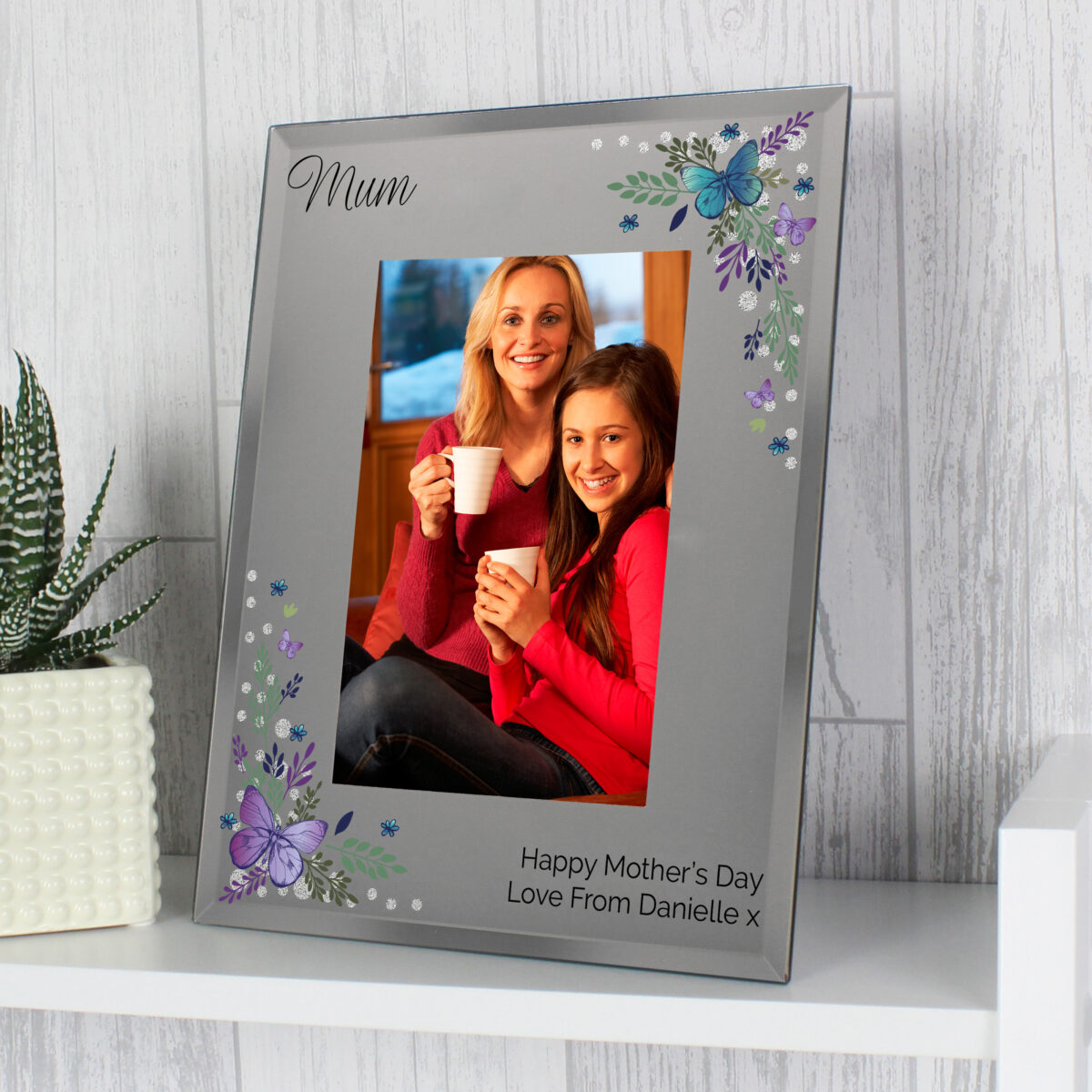 Personalised Butterfly 6x4 Diamante Glass Photo Frame - Image 2