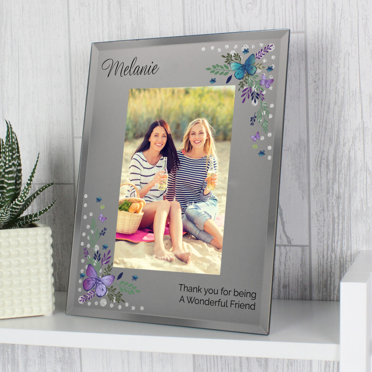 Personalised Butterfly 6x4 Diamante Glass Photo Frame - Image 4