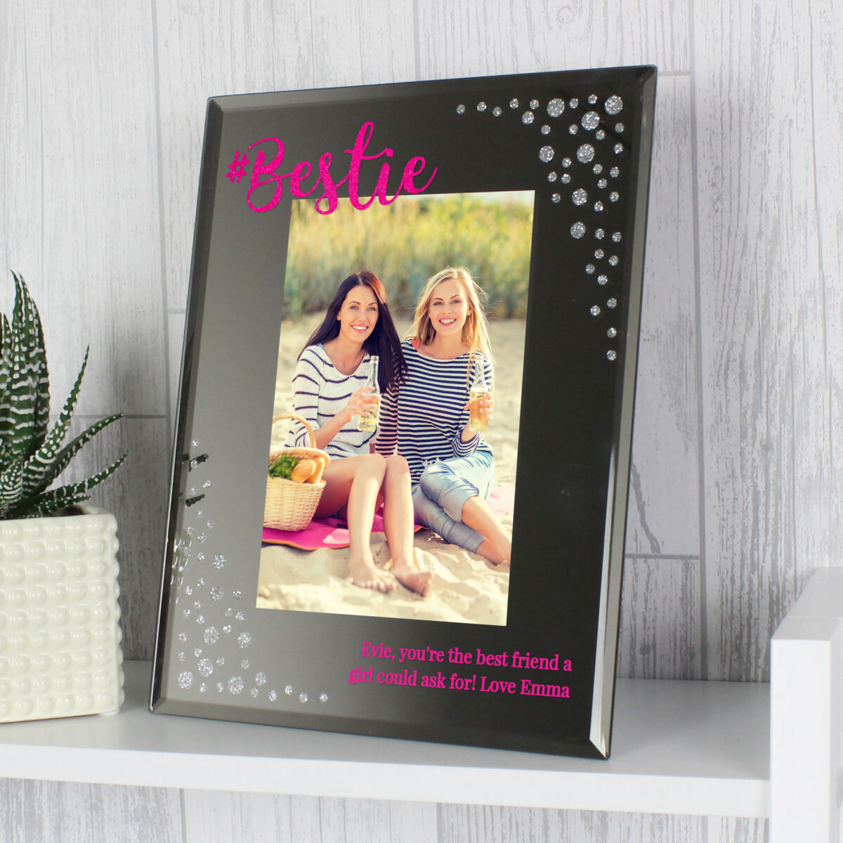Personalised Bestie 6x4 Diamante Glass Photo Frame - Image 2