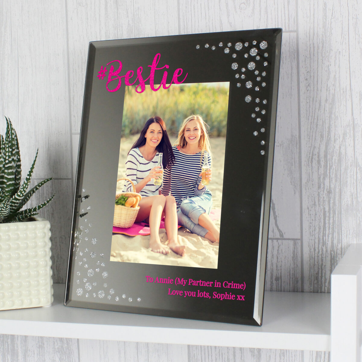 Personalised Bestie 6x4 Diamante Glass Photo Frame - Image 3