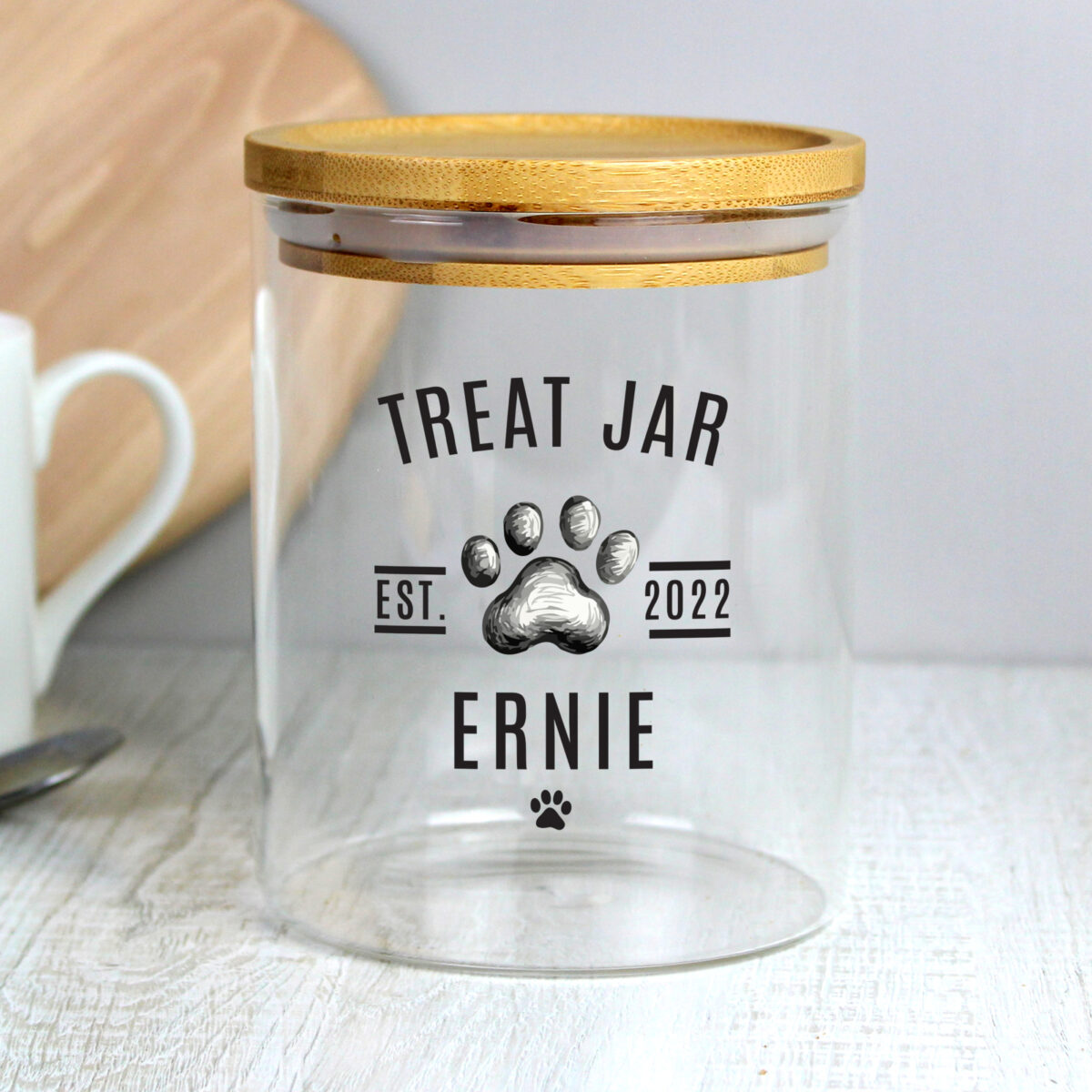 Personalised Pet Treats Glass Jar with Bamboo Lid - Image 2