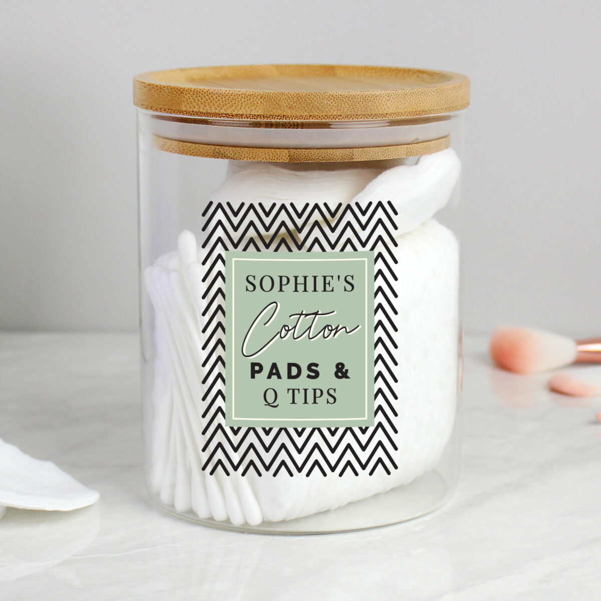 Personalised Abstract Free Text Glass Jar with Bamboo Lid - Image 5
