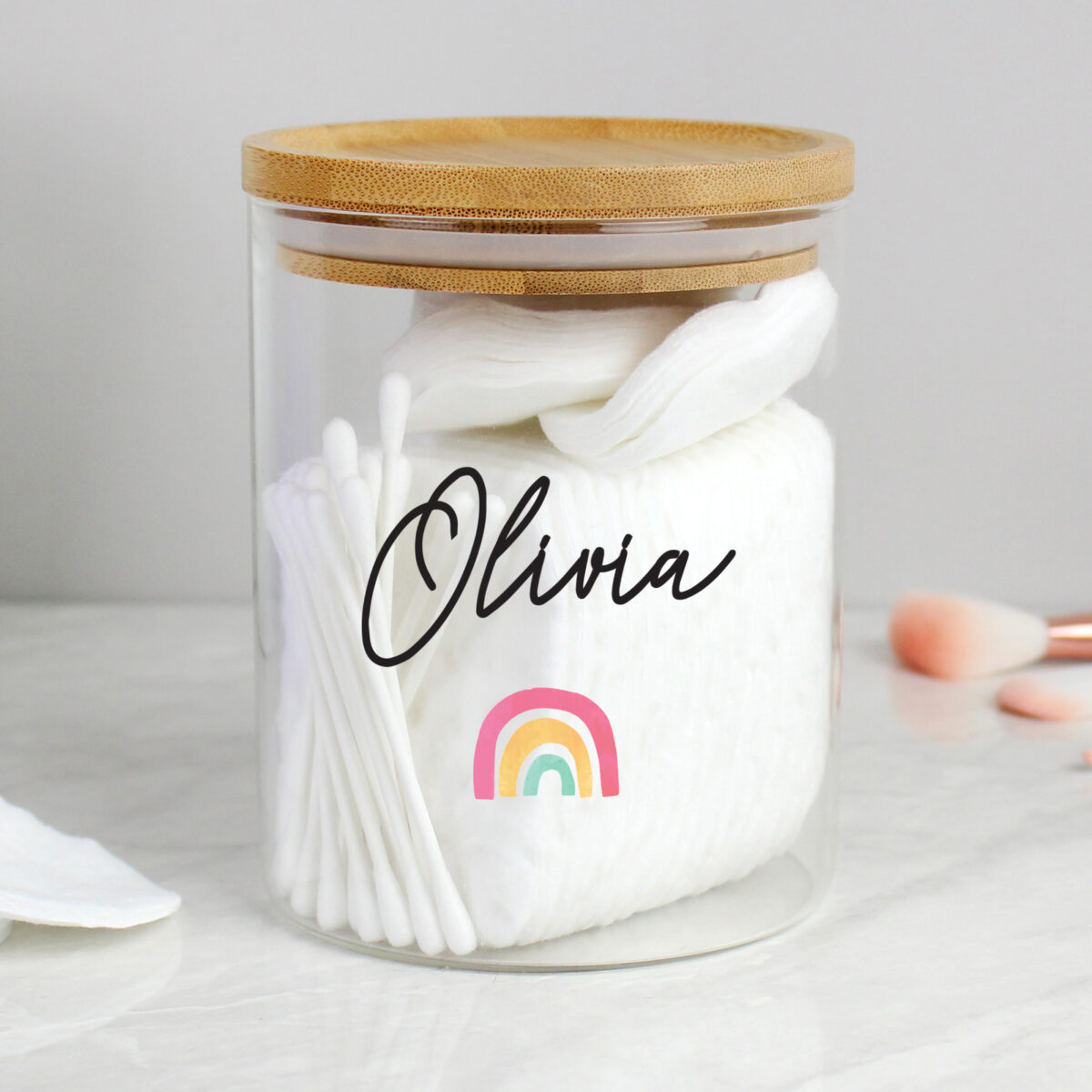 Personalised Rainbow Glass Jar with Bamboo Lid - Image 2