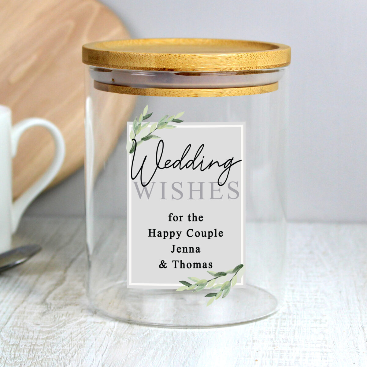 Personalised Botanical Glass Jar with Bamboo Lid - Image 4