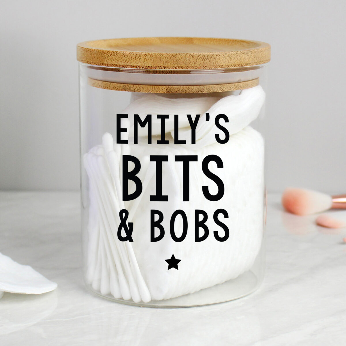 Personalised Free Text Glass Jar with Bamboo Lid - Image 2
