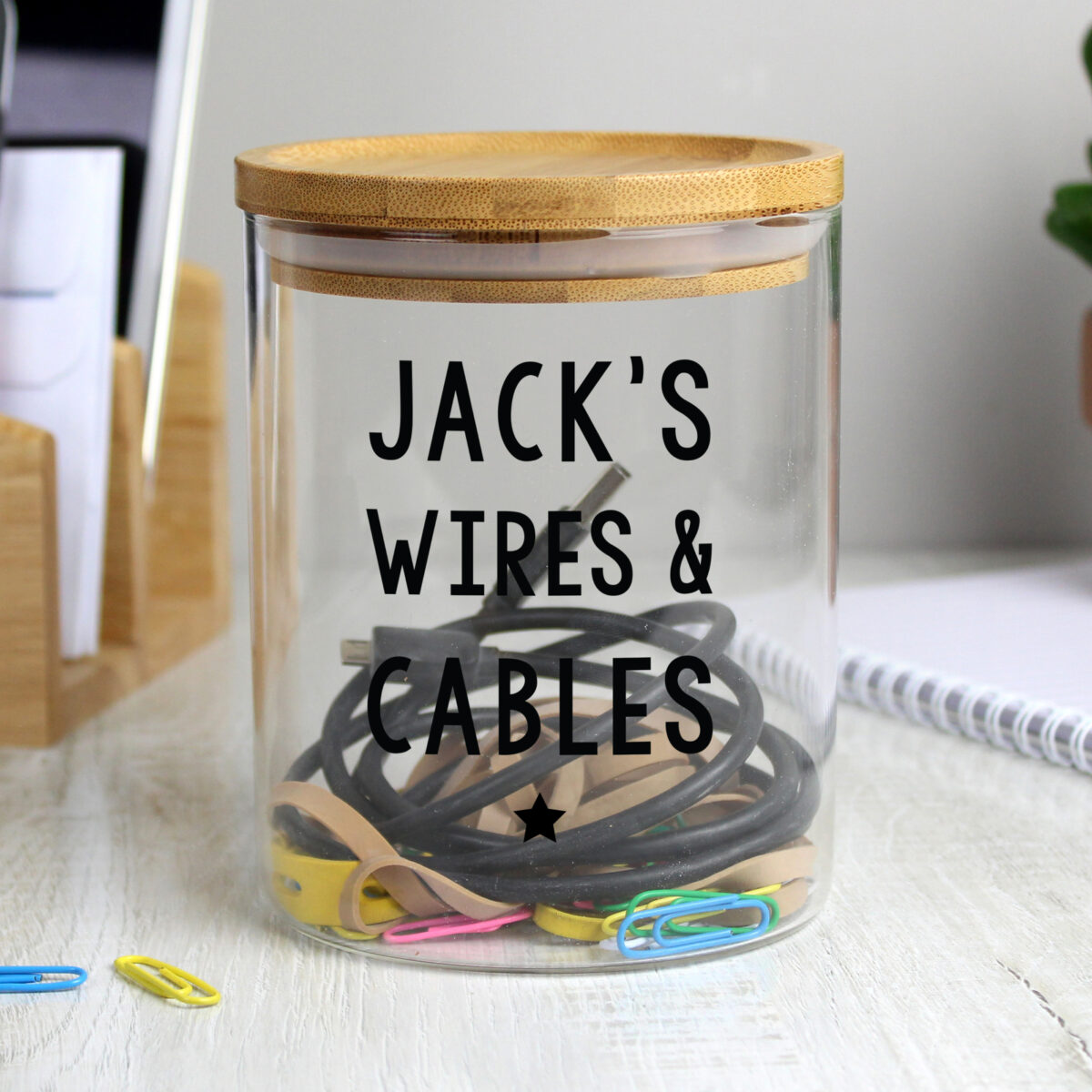 Personalised Free Text Glass Jar with Bamboo Lid - Image 3