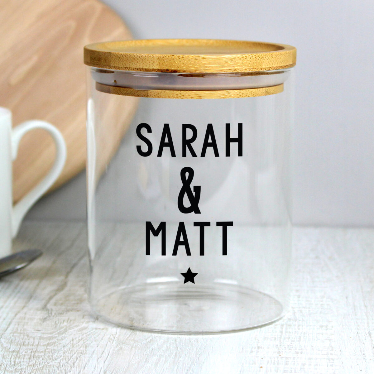 Personalised Free Text Glass Jar with Bamboo Lid - Image 5