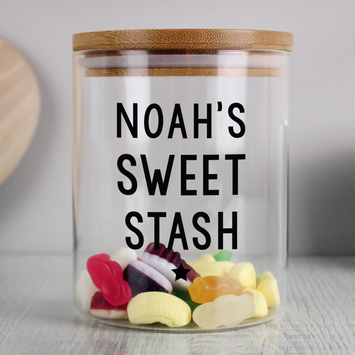 Personalised Free Text Glass Jar with Bamboo Lid - Image 6
