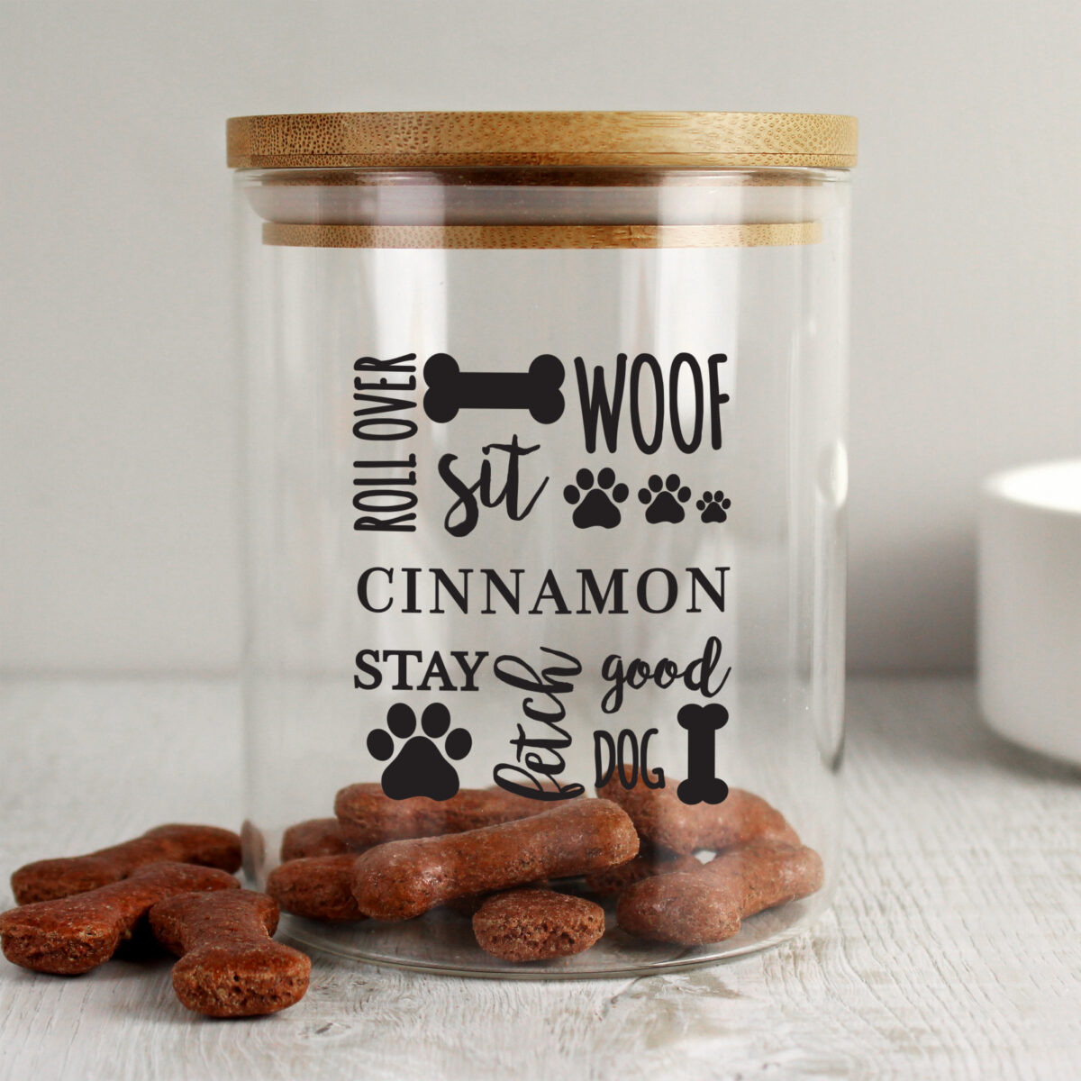 Personalised Glass Dog Treat Jar with Bamboo Lid - Image 3