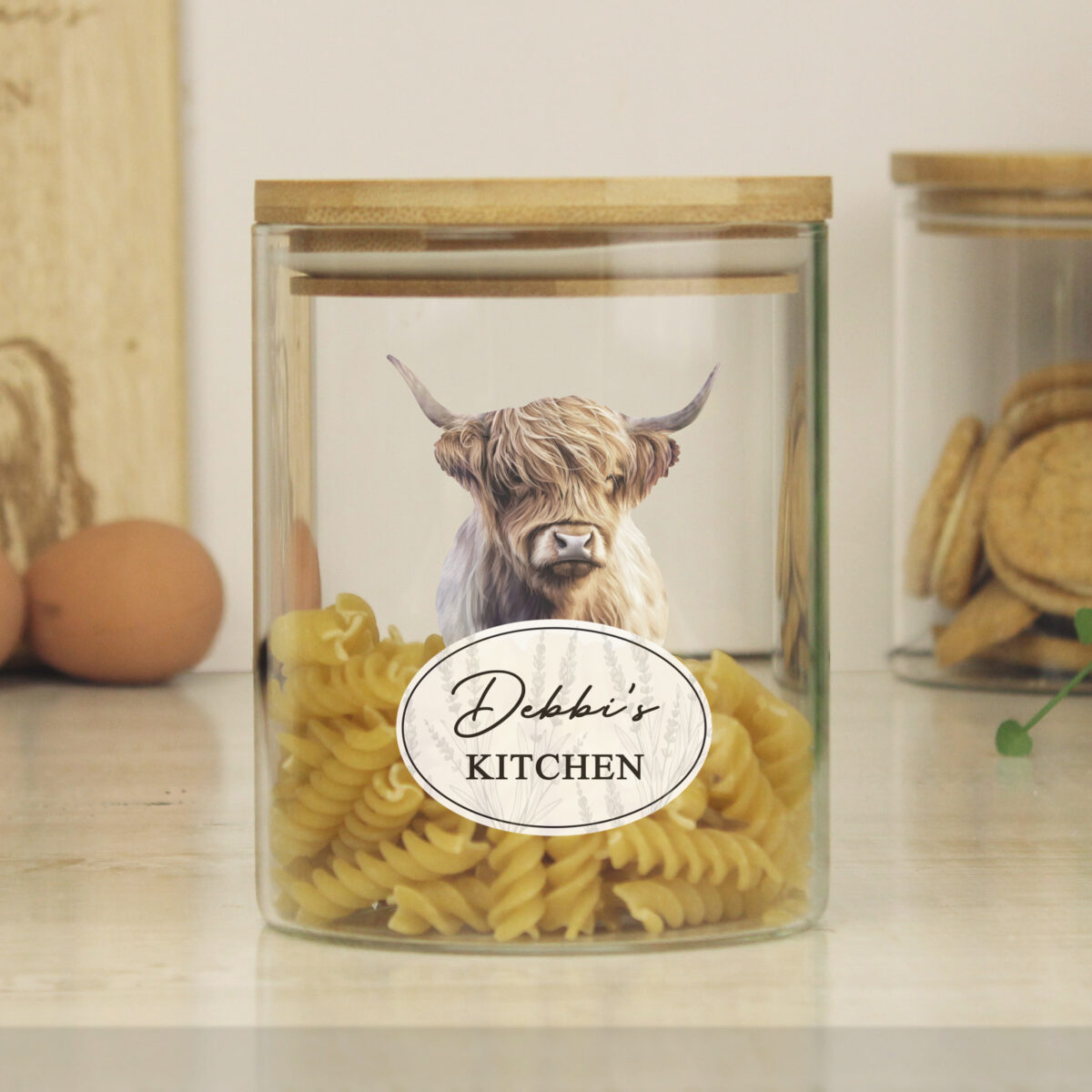 Personalised Highland Cow Glass Storage Jar - Image 2
