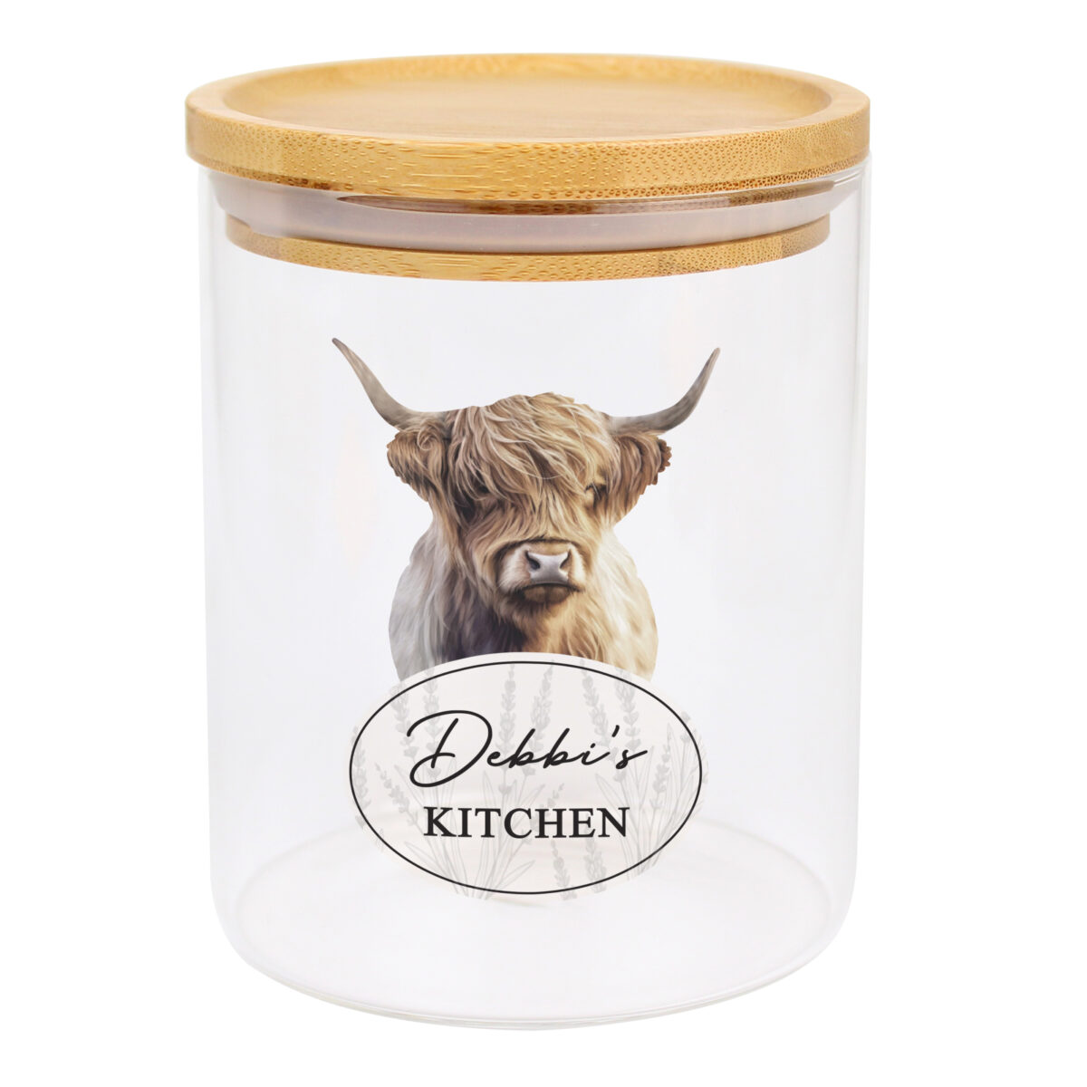 Personalised Highland Cow Glass Storage Jar - Image 4
