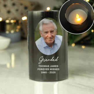 Personalised Photo Upload Smoked Glass LED Candle
