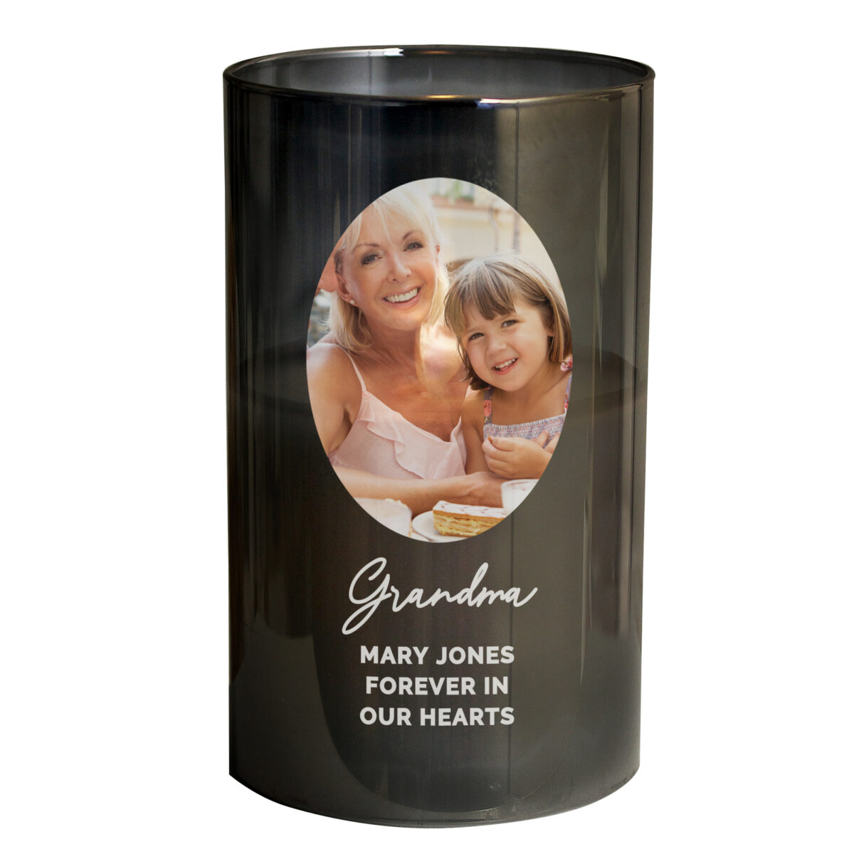 Personalised Photo Upload Smoked Glass LED Candle - Image 4