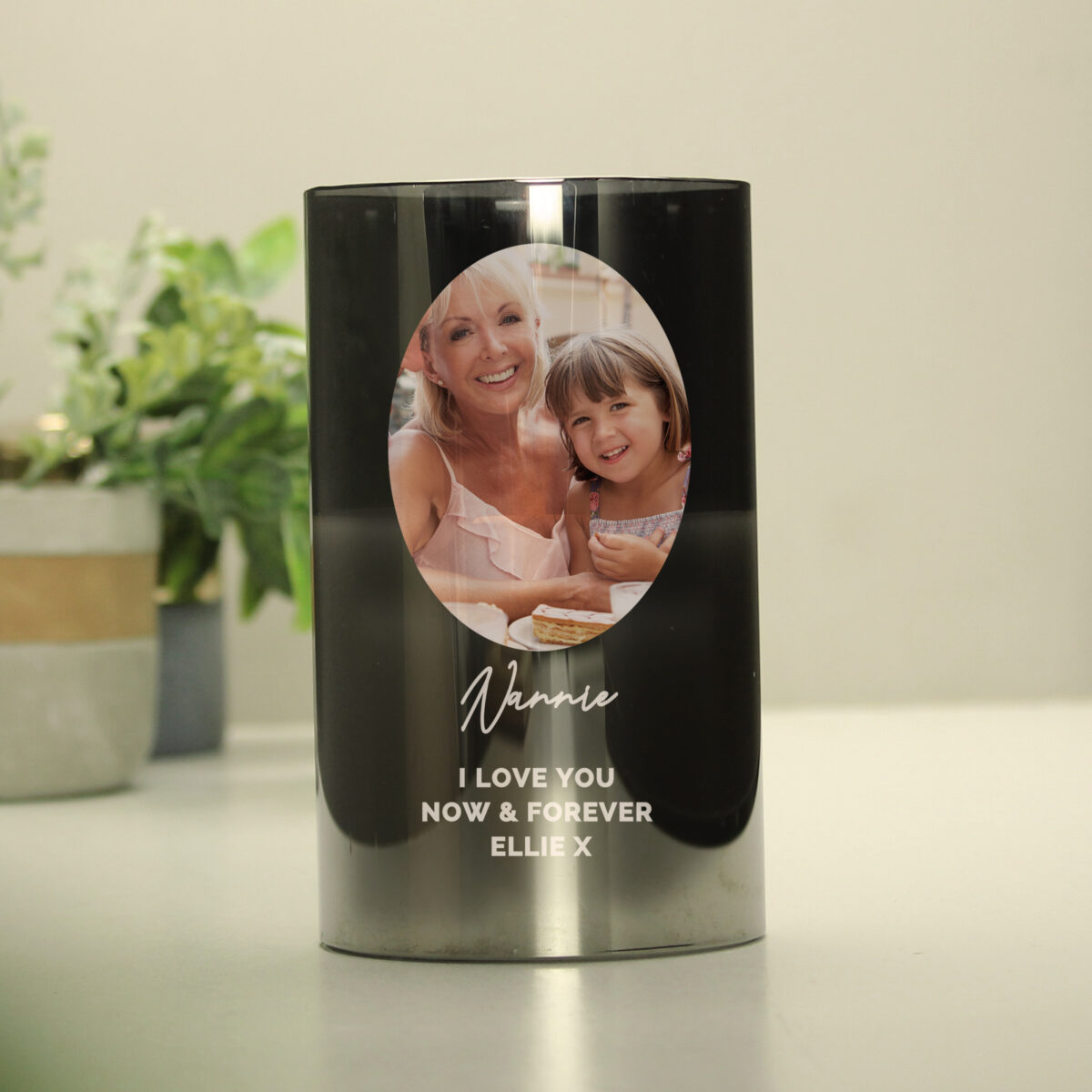 Personalised Photo Upload Smoked Glass LED Candle - Image 8