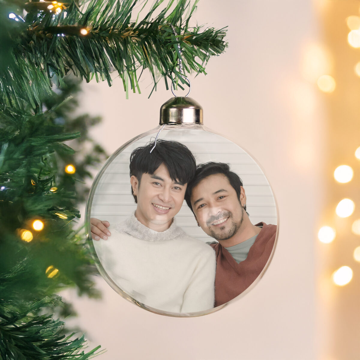 Personalised Photo Upload Glass Bauble - Image 2