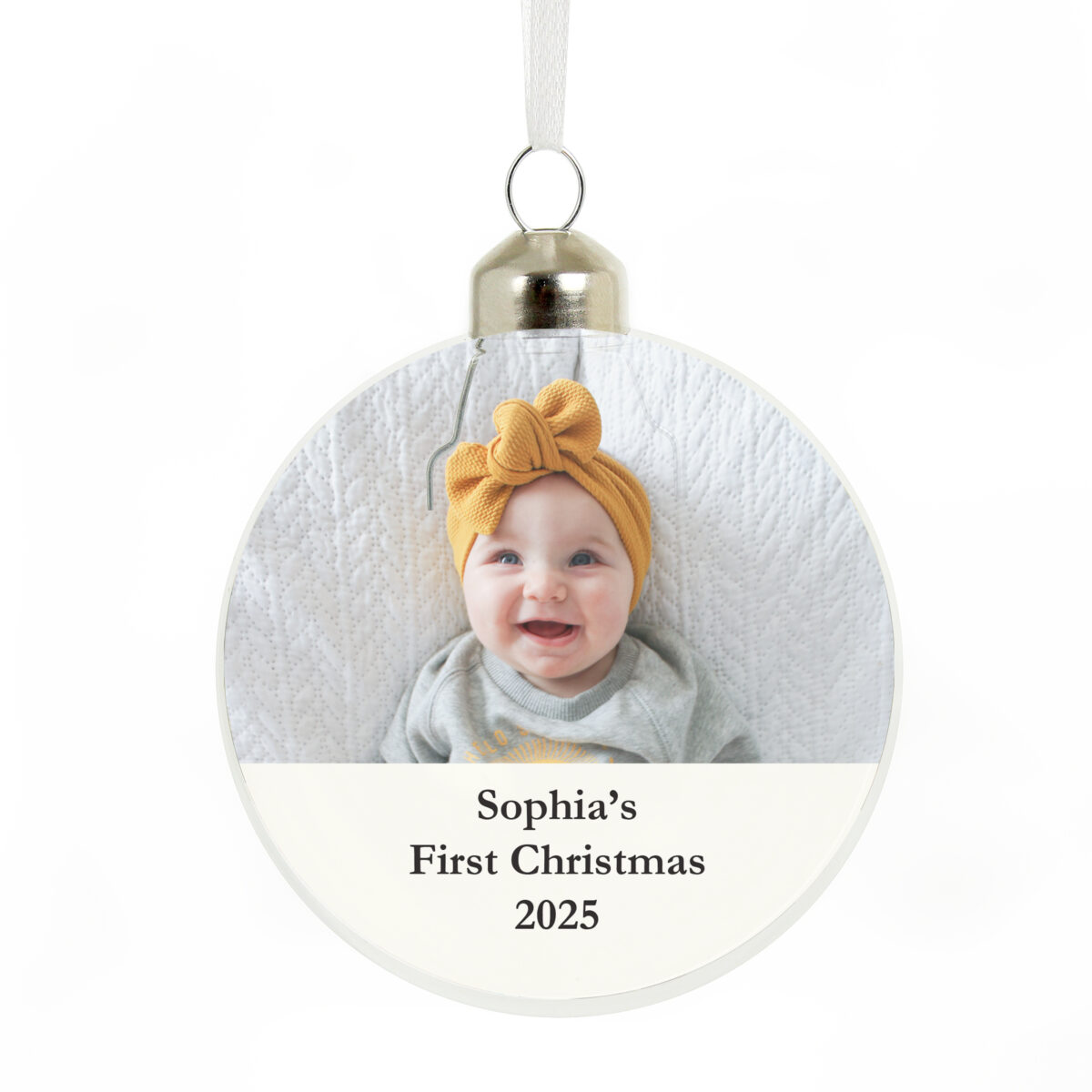 Personalised Message Photo Upload Glass Bauble - Image 3