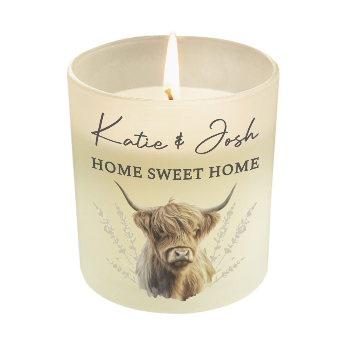 Personalised Highland Cow Frosted Glass Candle - Image 4