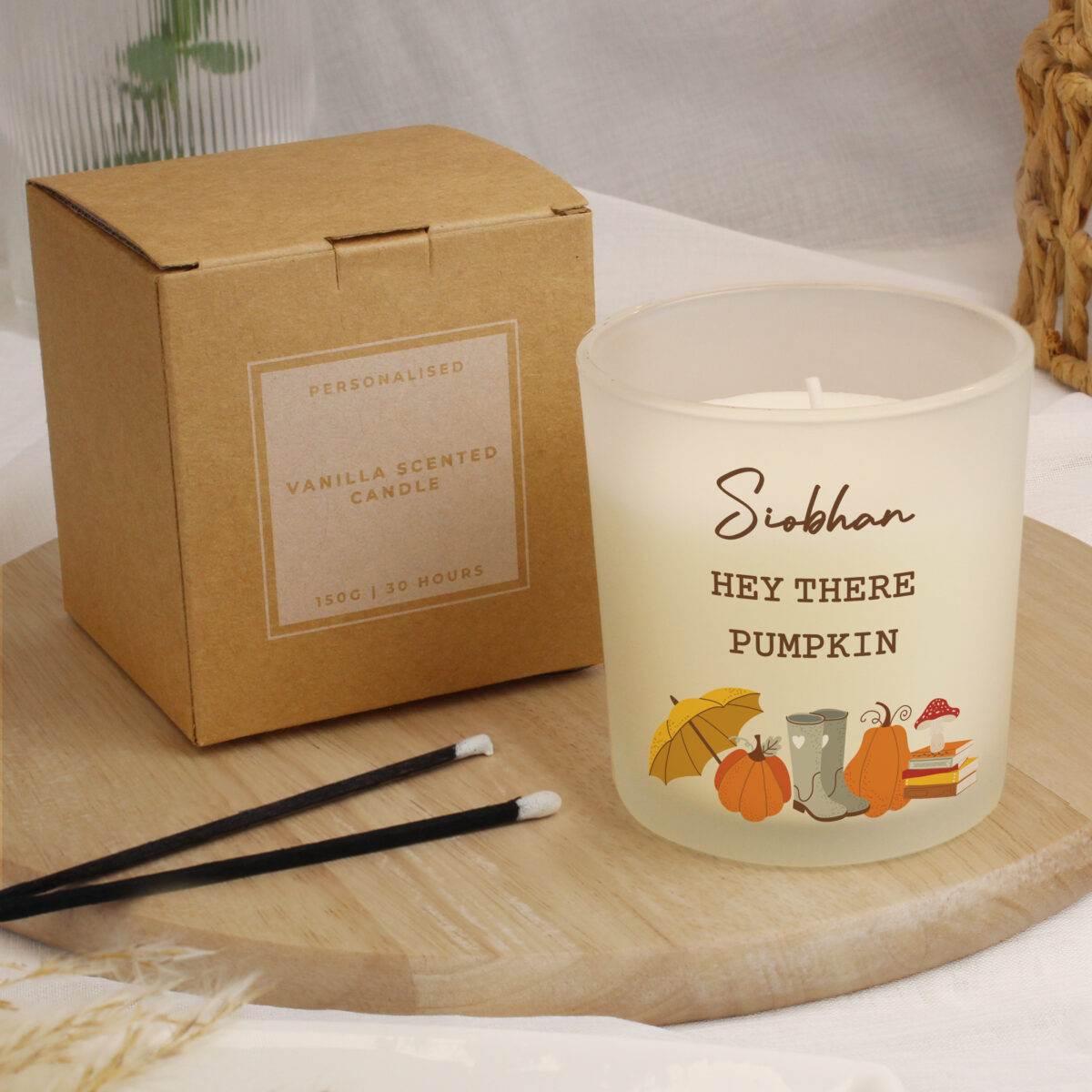 Personalised Pumpkin Frosted Glass Candle - Image 2
