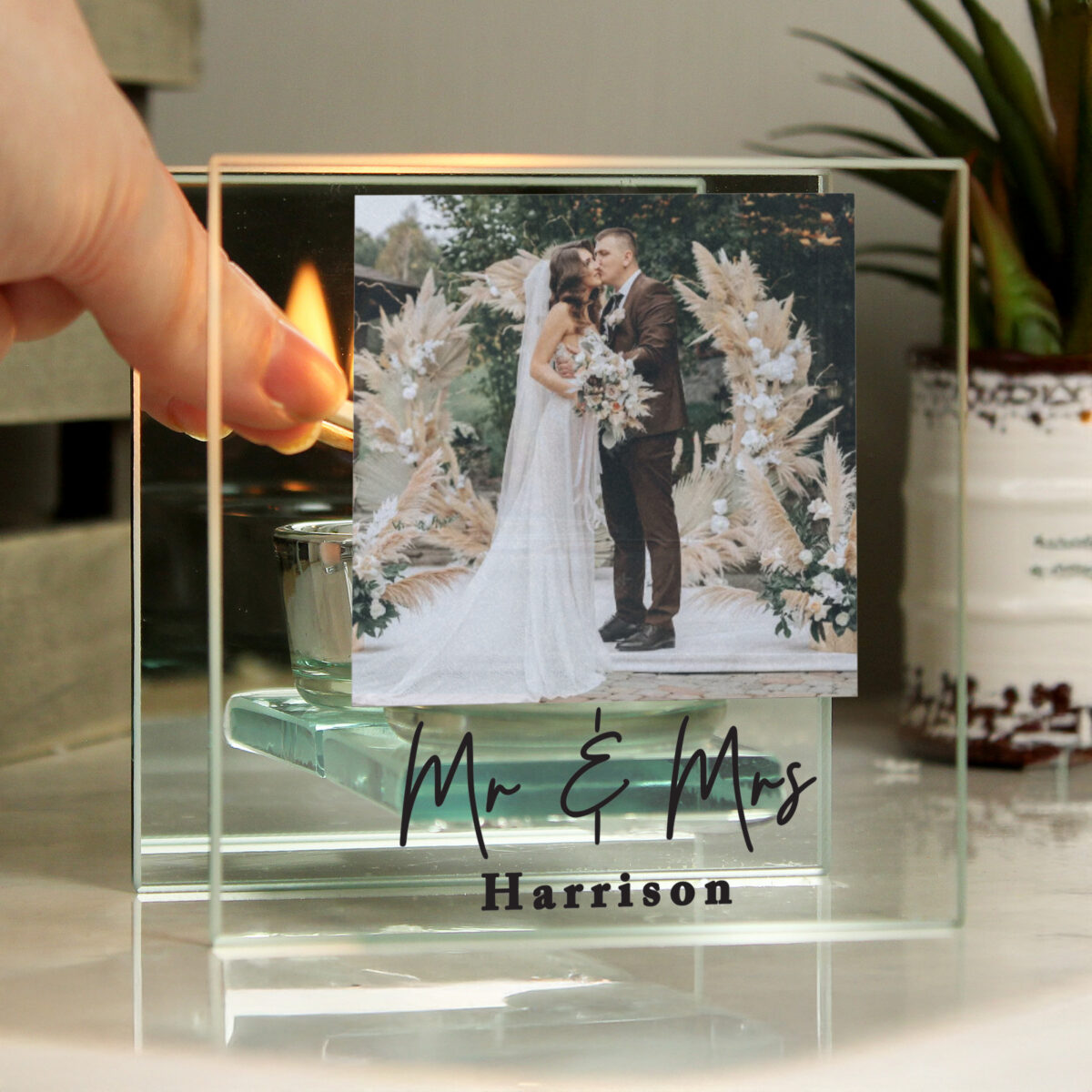 Personalised Photo Upload Mirrored Glass Tealight Holder - Image 3