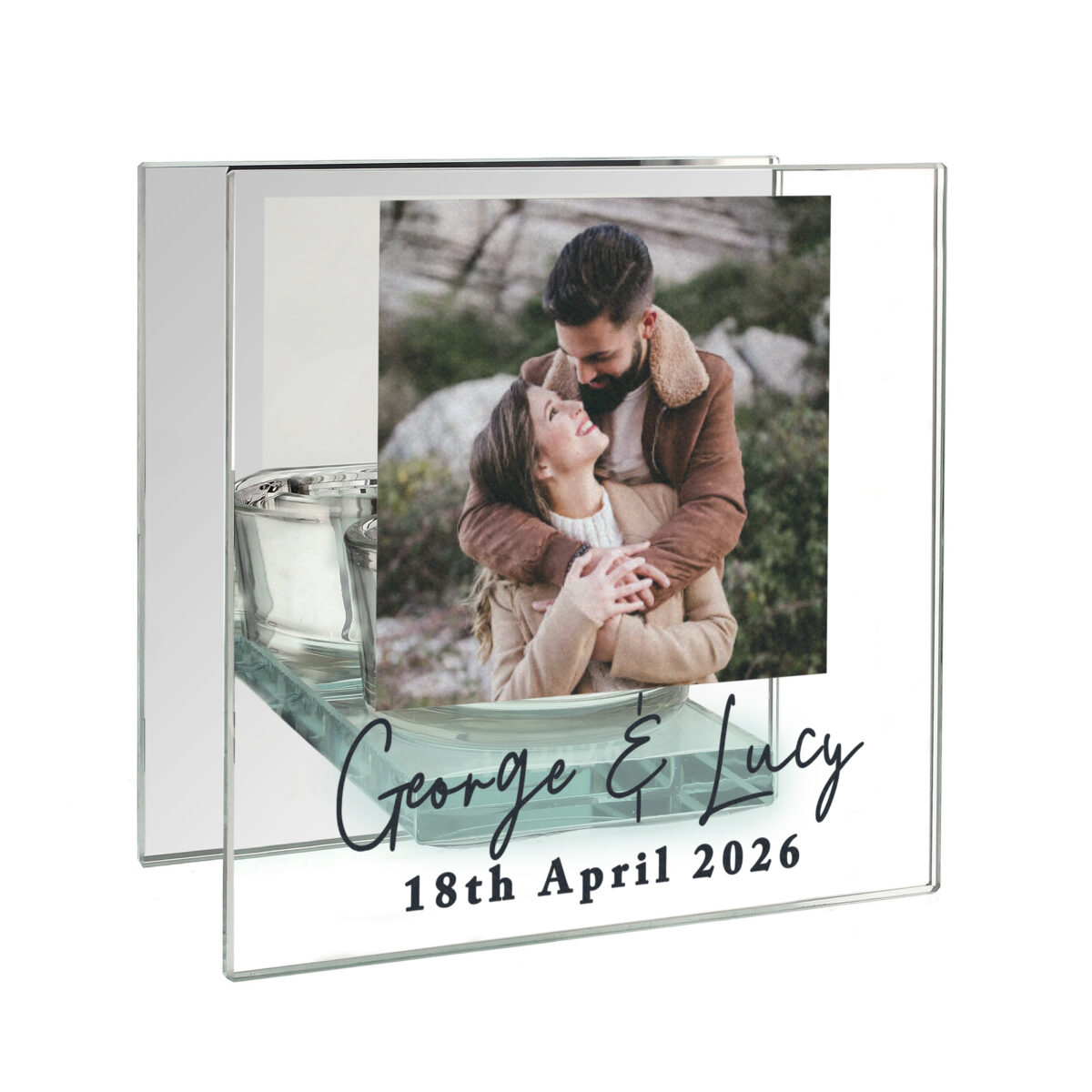 Personalised Photo Upload Mirrored Glass Tealight Holder - Image 4