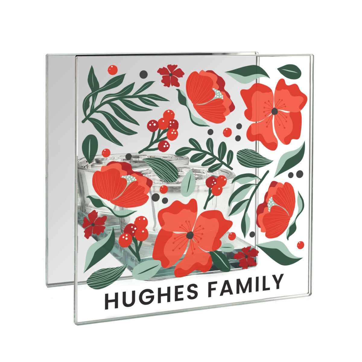 Personalised Poinsettia Glass Tealight Holder - Image 3